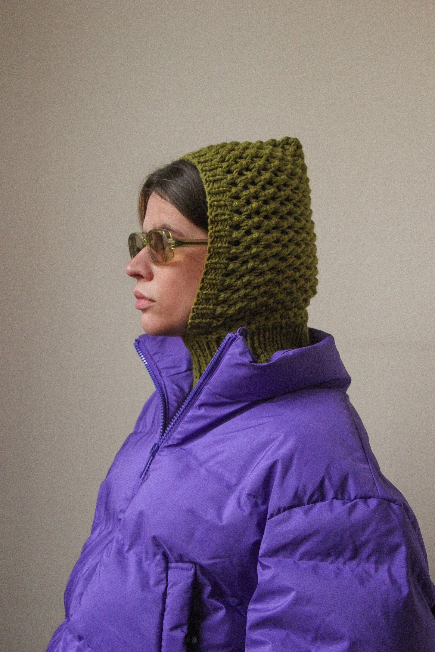 Demi - season balaclava hat in khaki green; mango socky balaclava knit beanie,knit helmet,knit hat,crochet balaclava