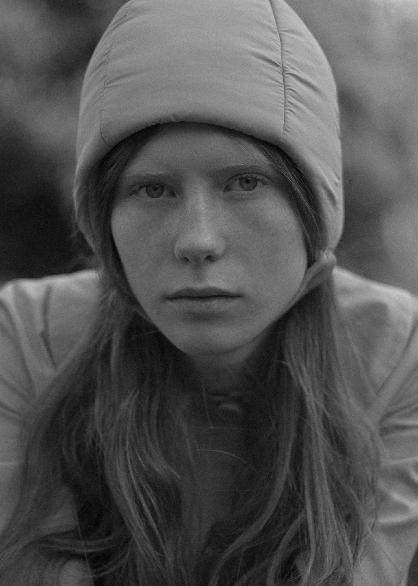 Pillow Puffer Quilted Aviator Helmet Cap Bonnet on a button in light Olive green