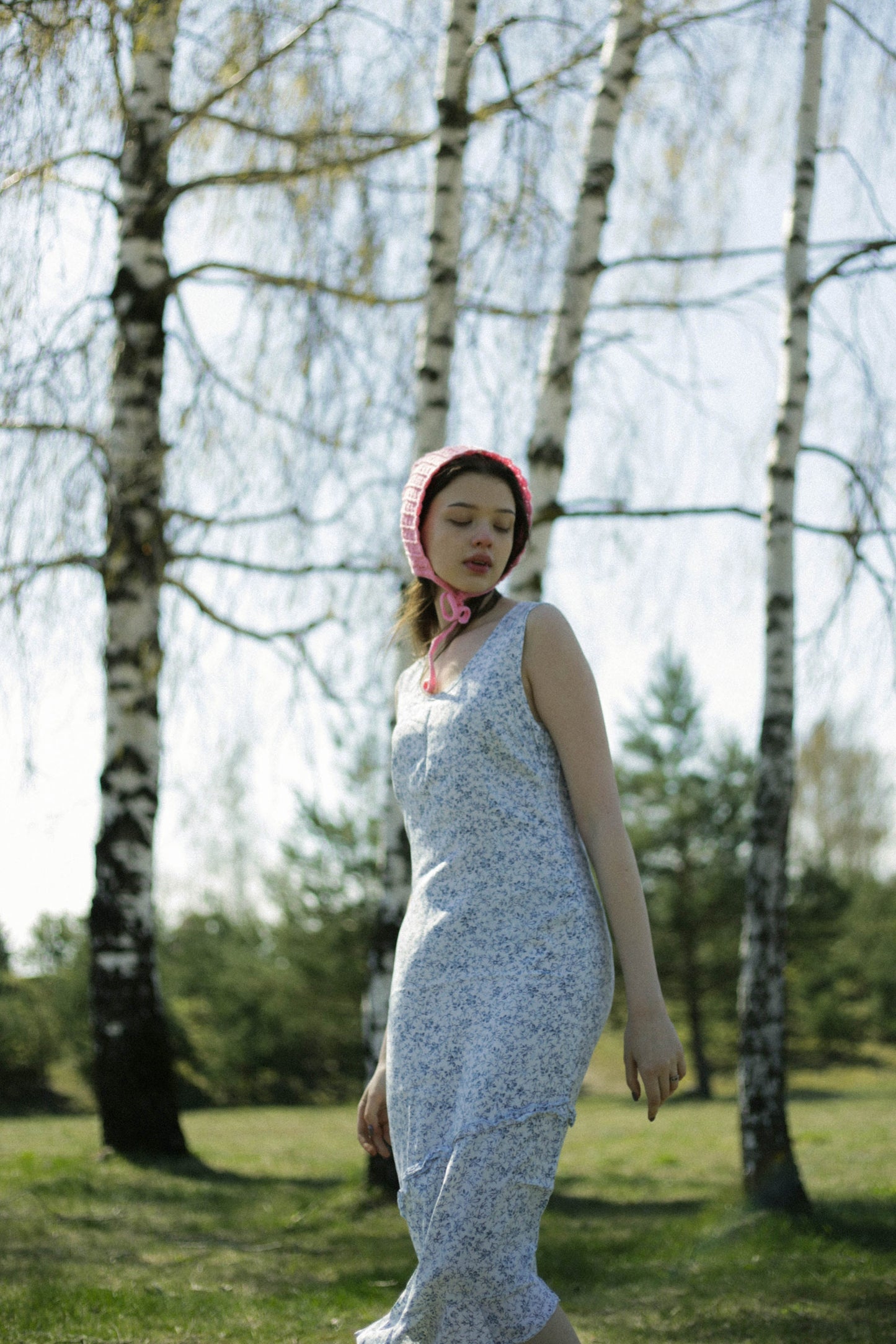 Adult Cotton Crochet Bow Tie Bonnet in Pink