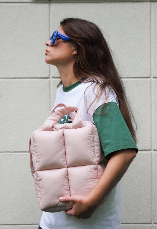 Pillow Puffer Laptop Bag in Light Pink