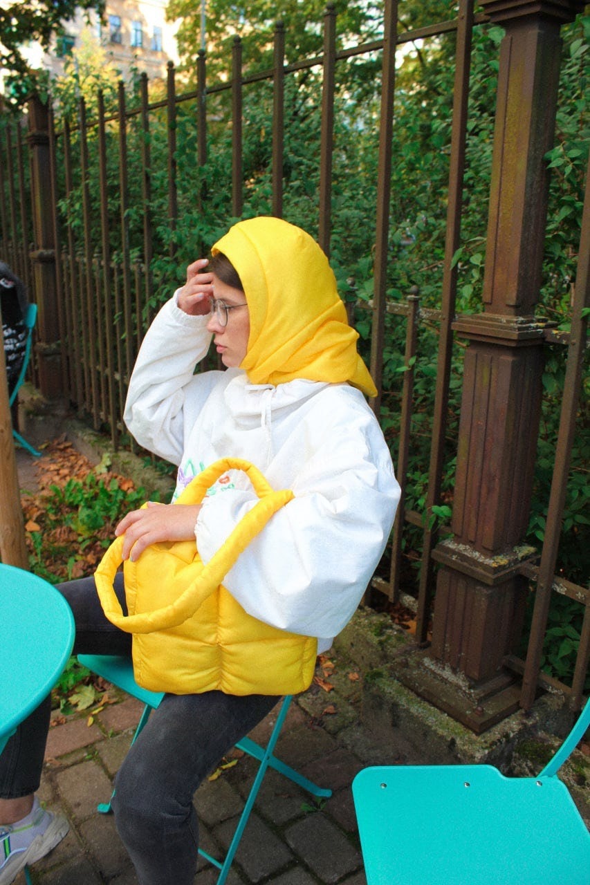 Pillow Puffer Bag in Yellow