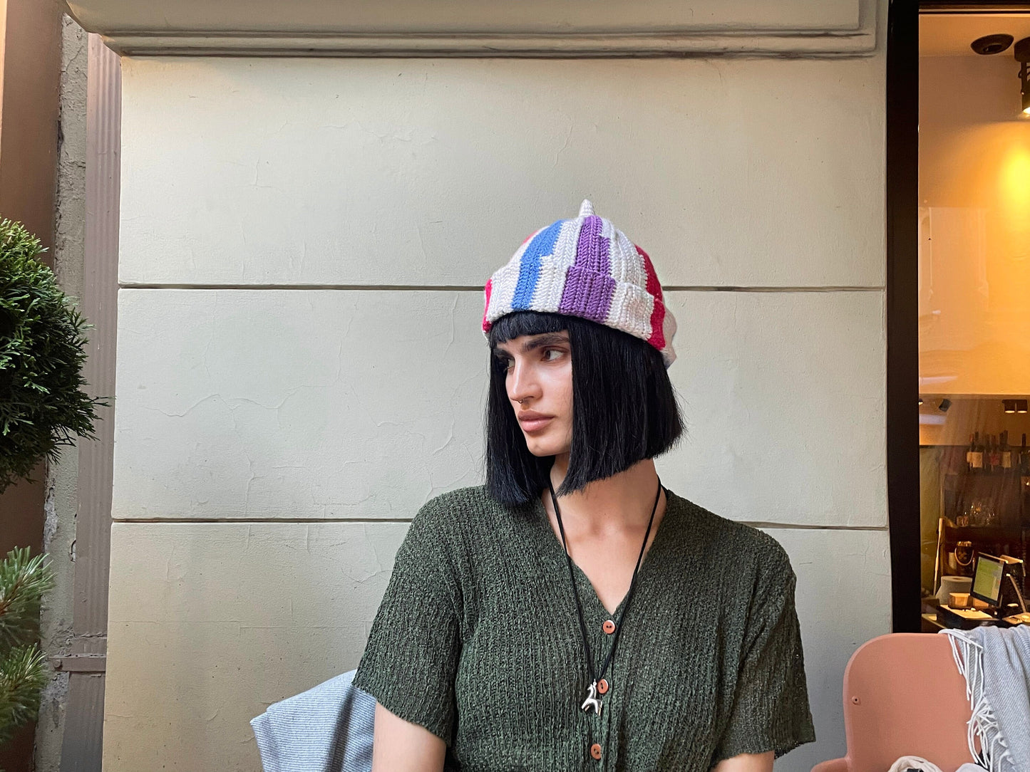 Multicolored Teletubby Striped Crochet hat