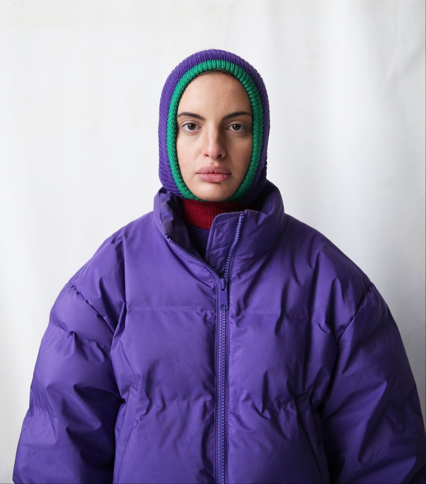 Merino Wool Balaclava in Multi Purple