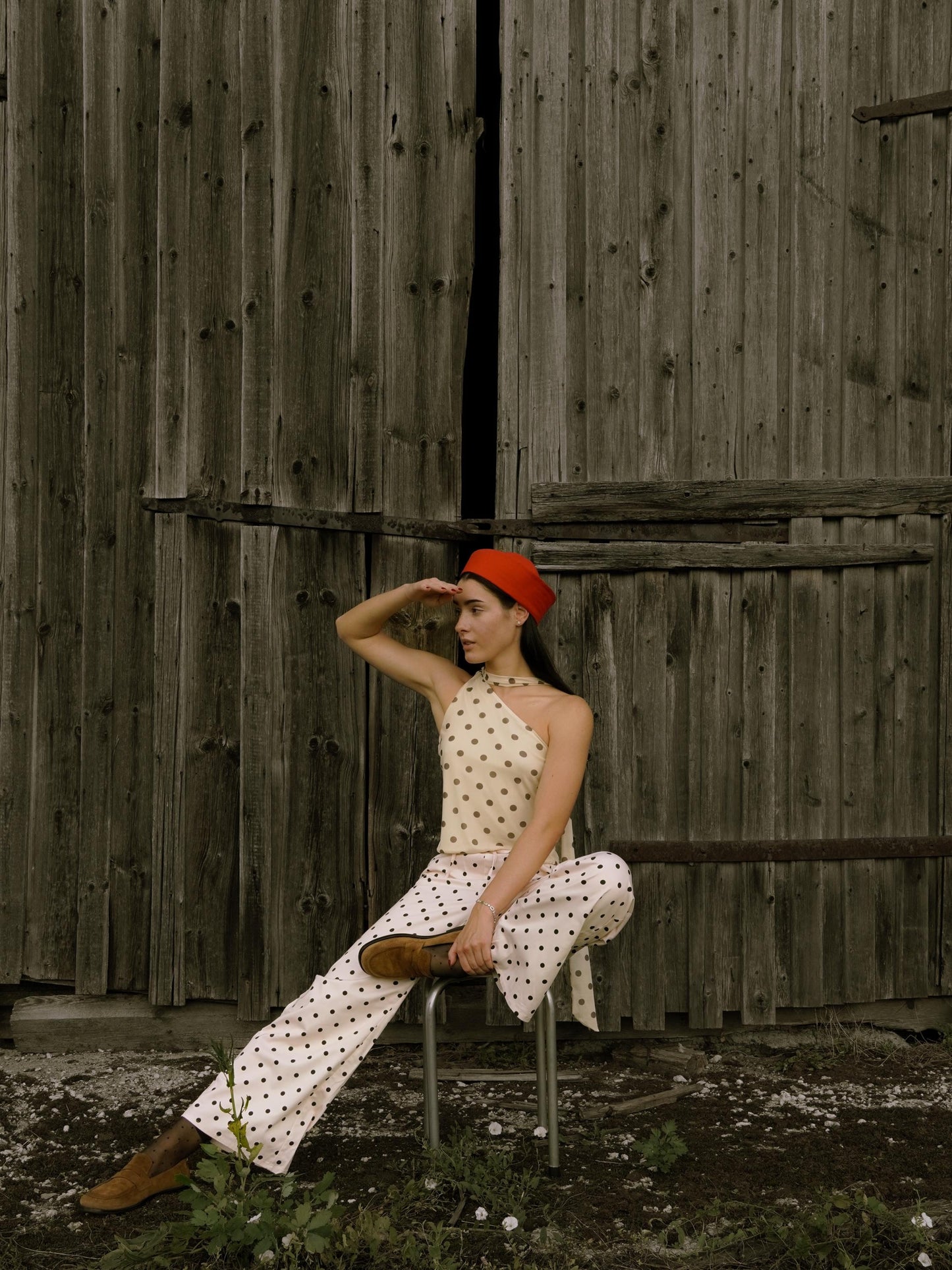 Premium Cotton Marin Pillbox in Hot Red