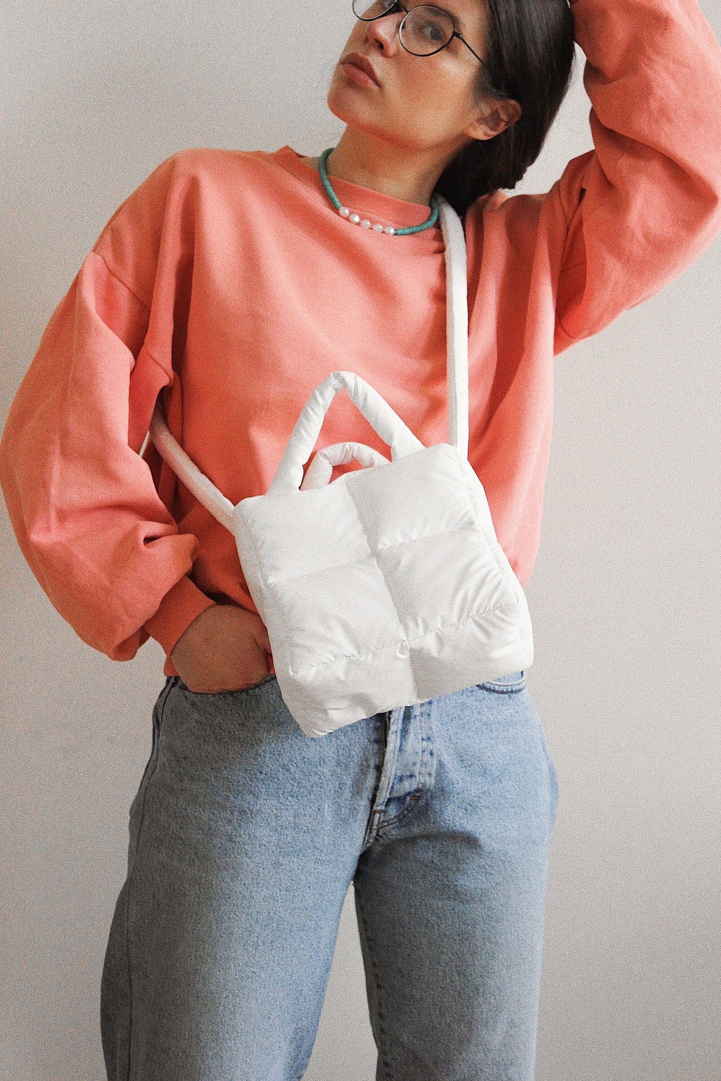 Mini Pillow Puffer Essential bag in White