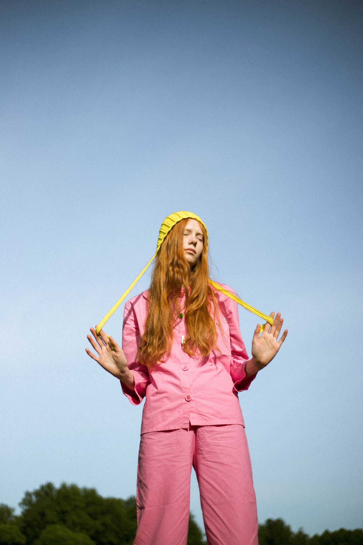 Adult Cotton Crochet Bow Tie Bonnet in Yellow