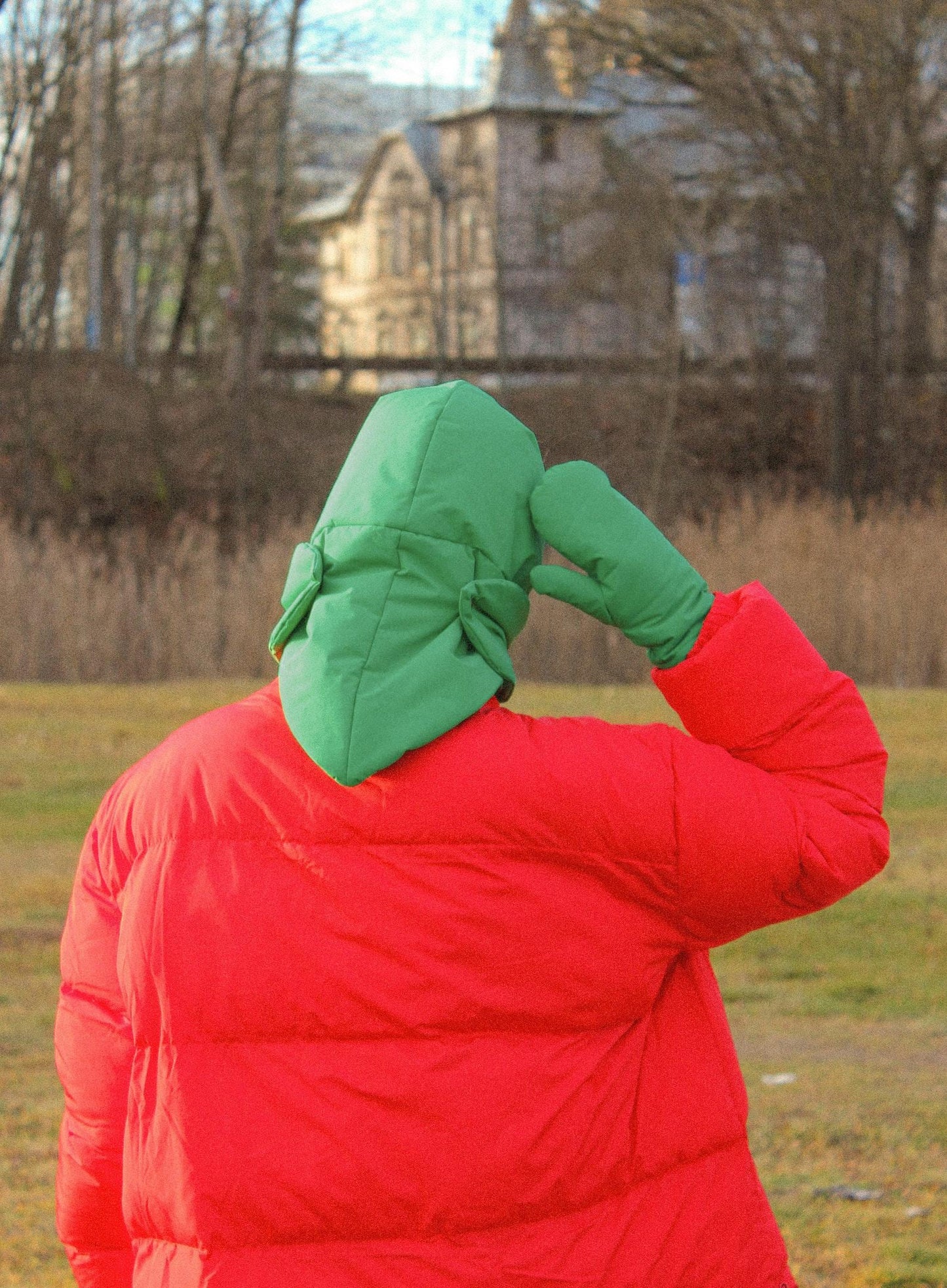 Pillow Puffer Headscarf - Balaclava in Green