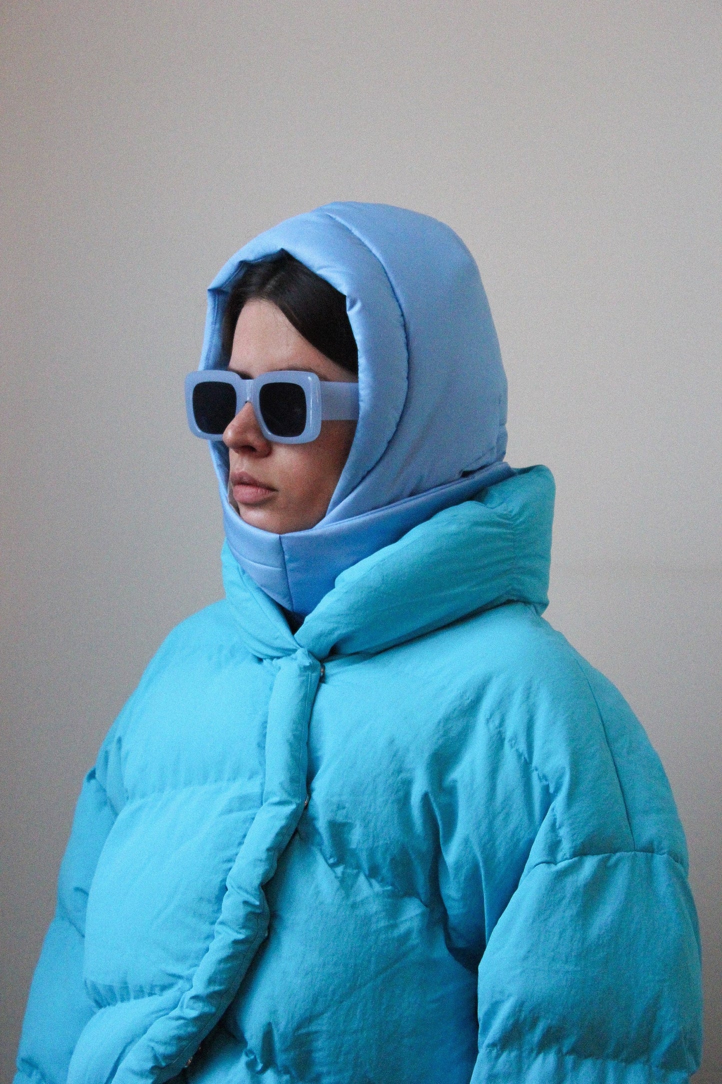 Pillow Puffer Headscarf - Balaclava in Baby Blue