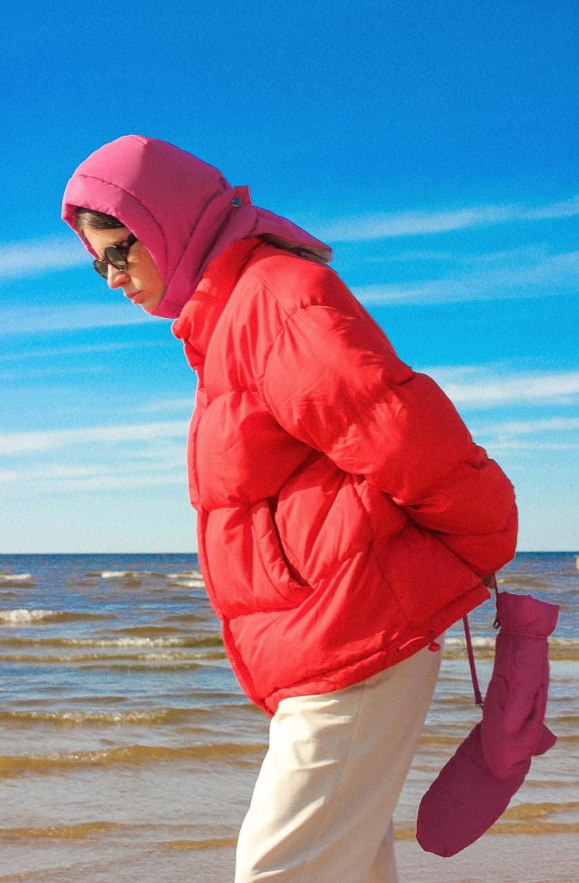 Pillow Puffer Headscarf - Balaclava in Hot Pink