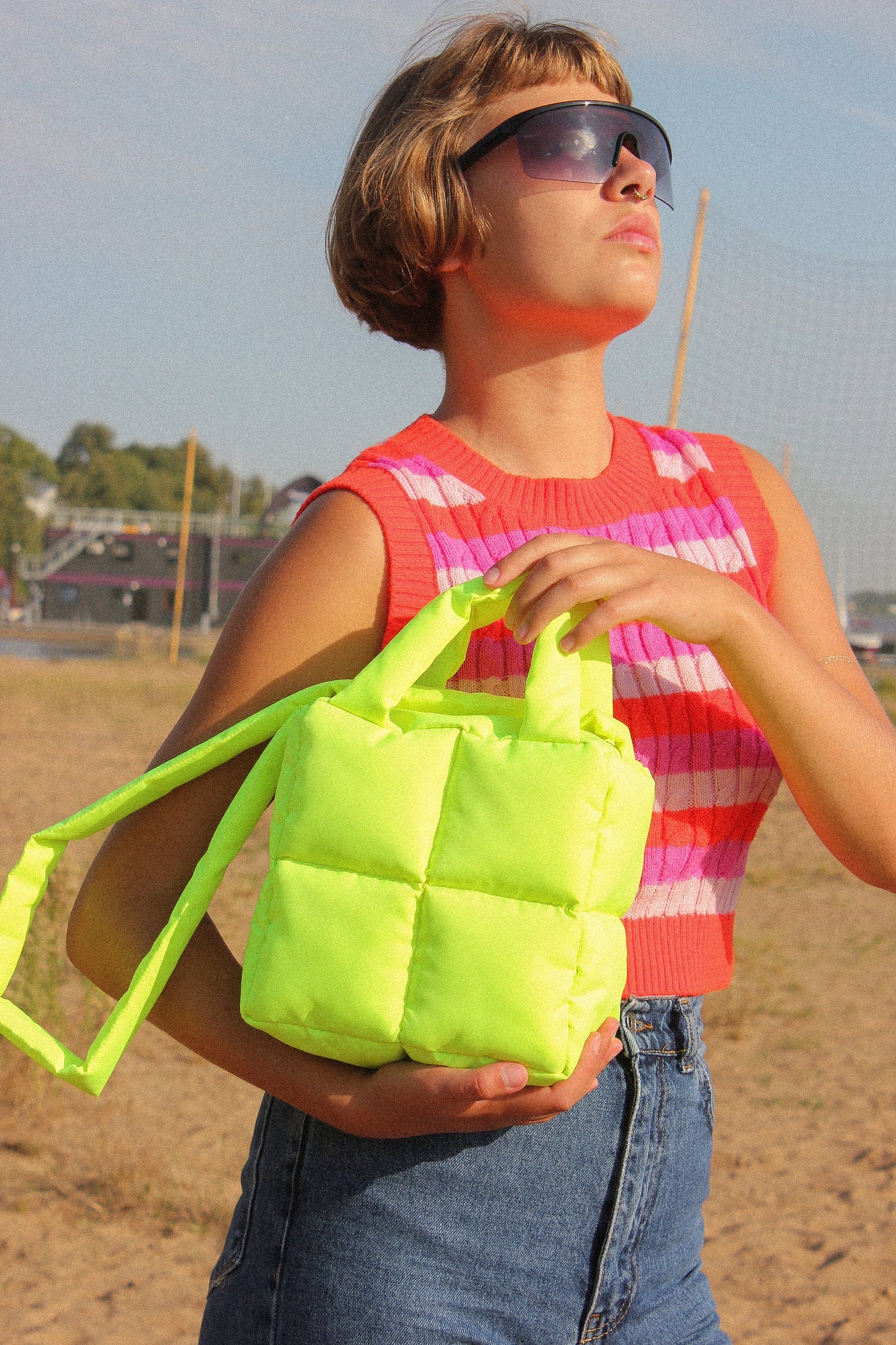 Mini Pillow Puffer Essential bag in Neon Yellow