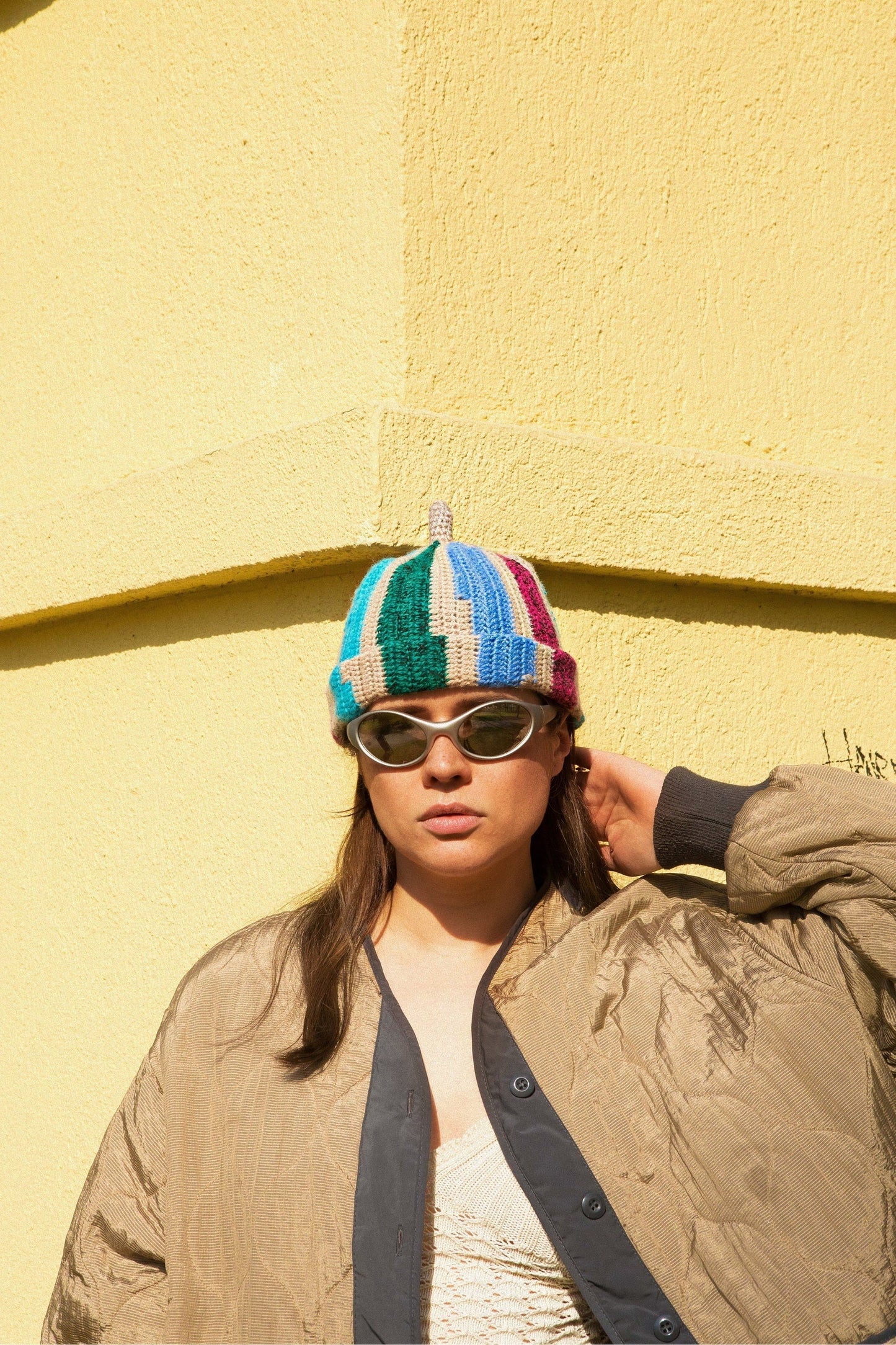 Multicolored Teletubby Striped Crochet hat