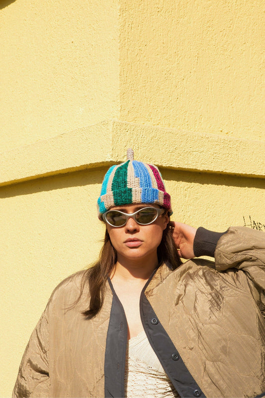 Multicolored Teletubby Striped Crochet hat