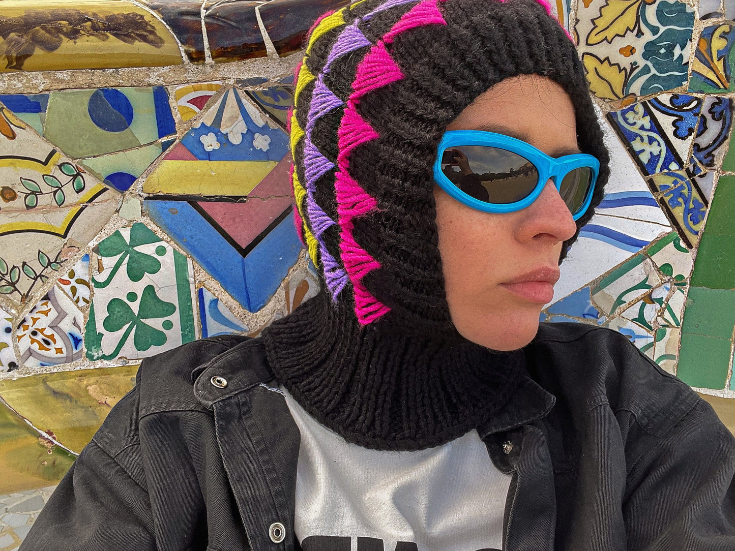 Multi Triangles Merino Wool Balaclava