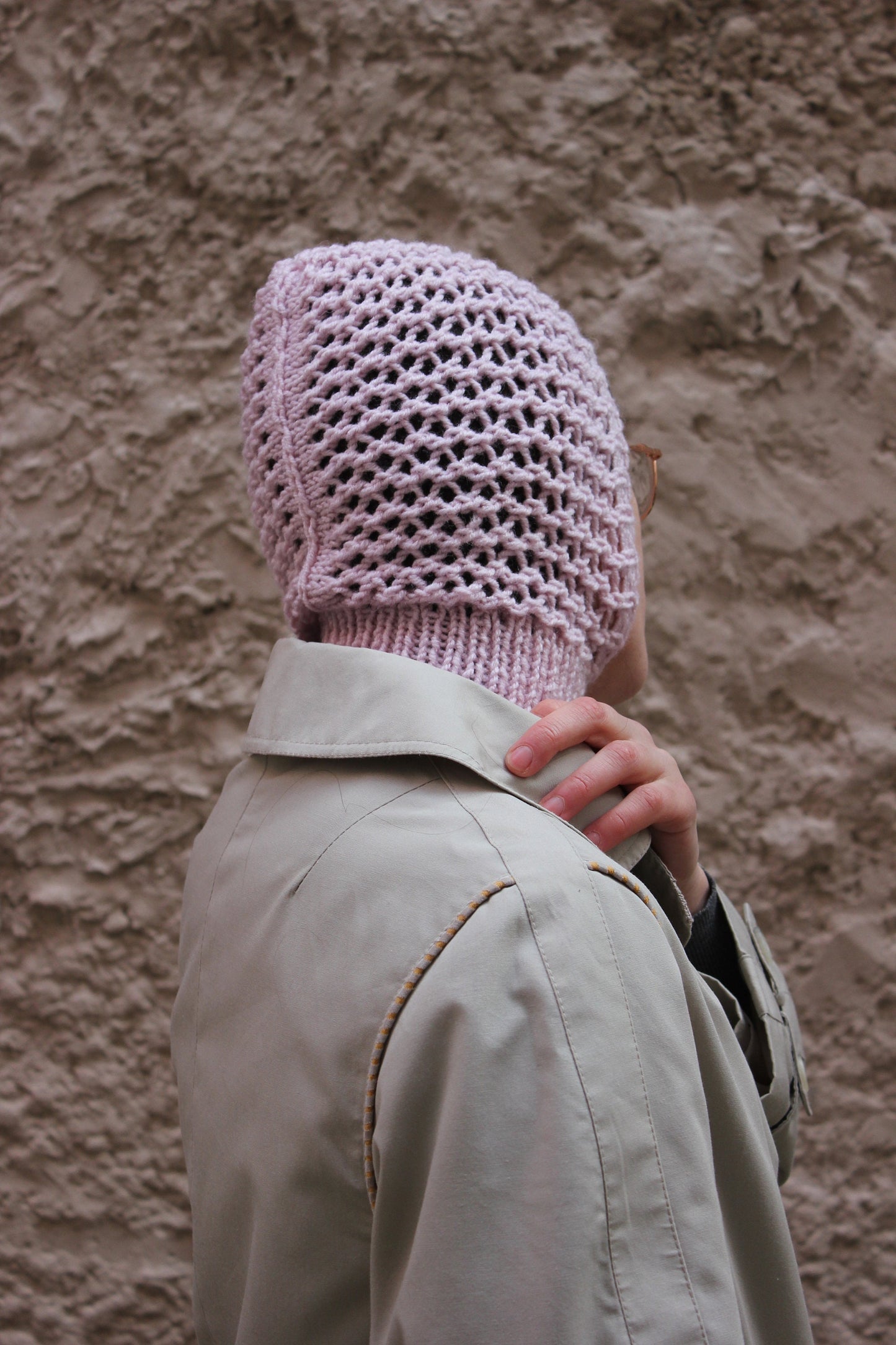 Spring Balaclava hat in powder pink ,mango socky balaclava knit beanie,knit helmet,knit hat,crochet balaclava, knitted hood