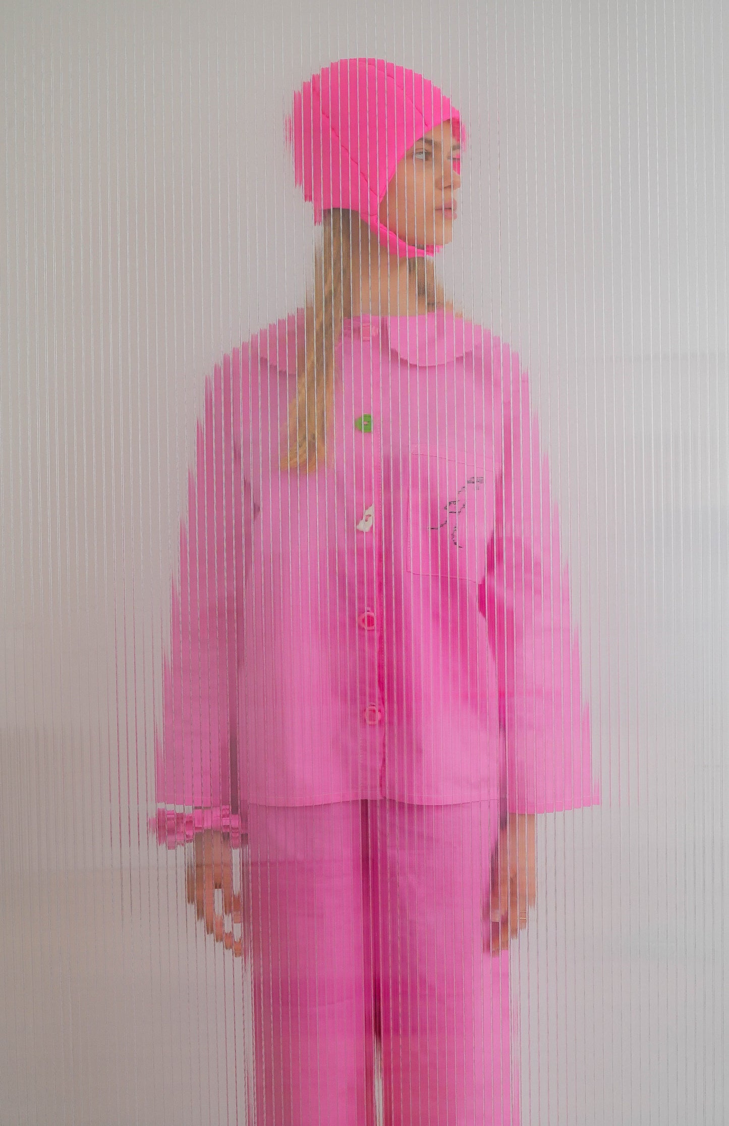 Pillow Puffer Quilted Aviator Helmet Cap Bonnet on a button in Hot Pink