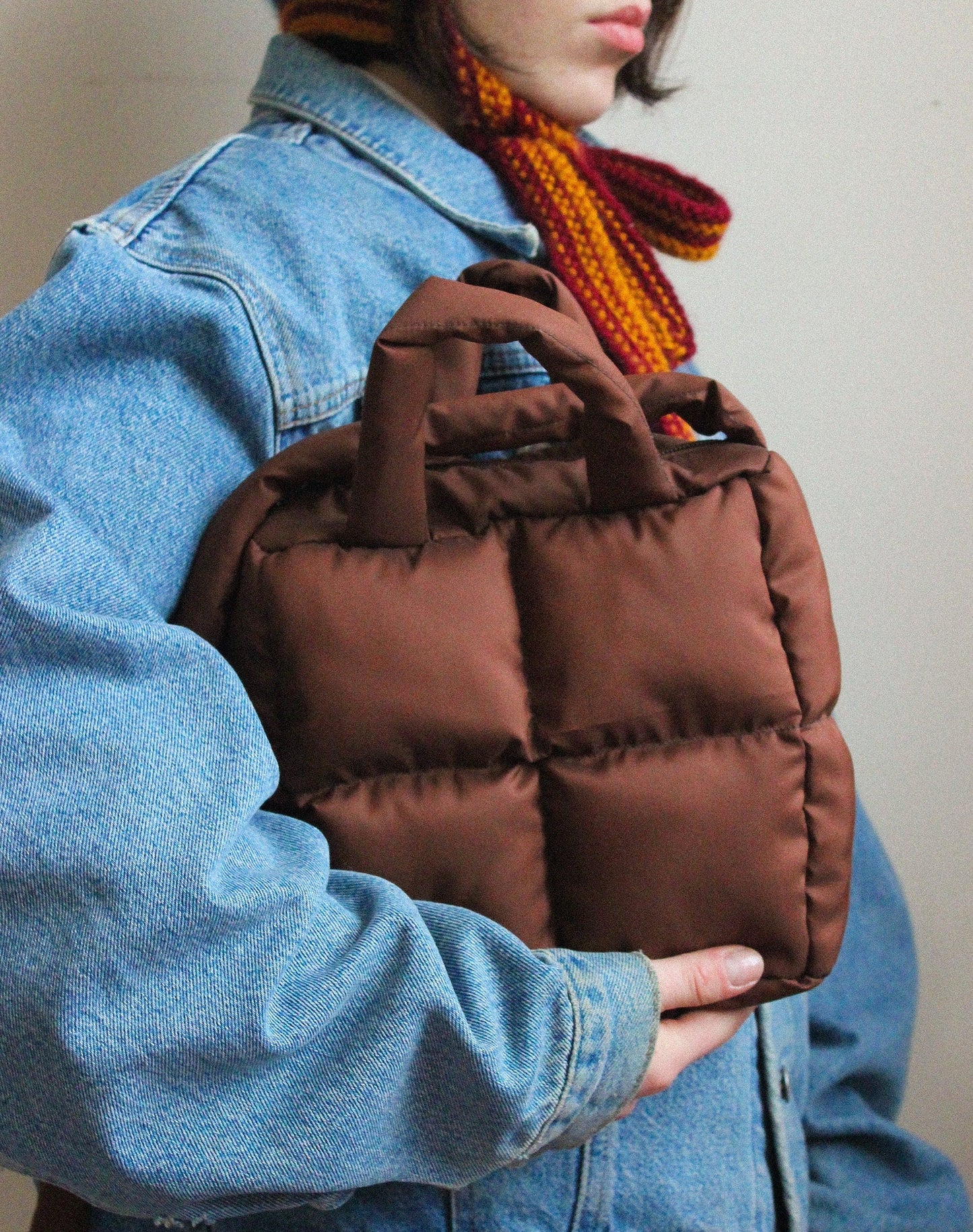 Mini Pillow Puffer Essential bag in Brown