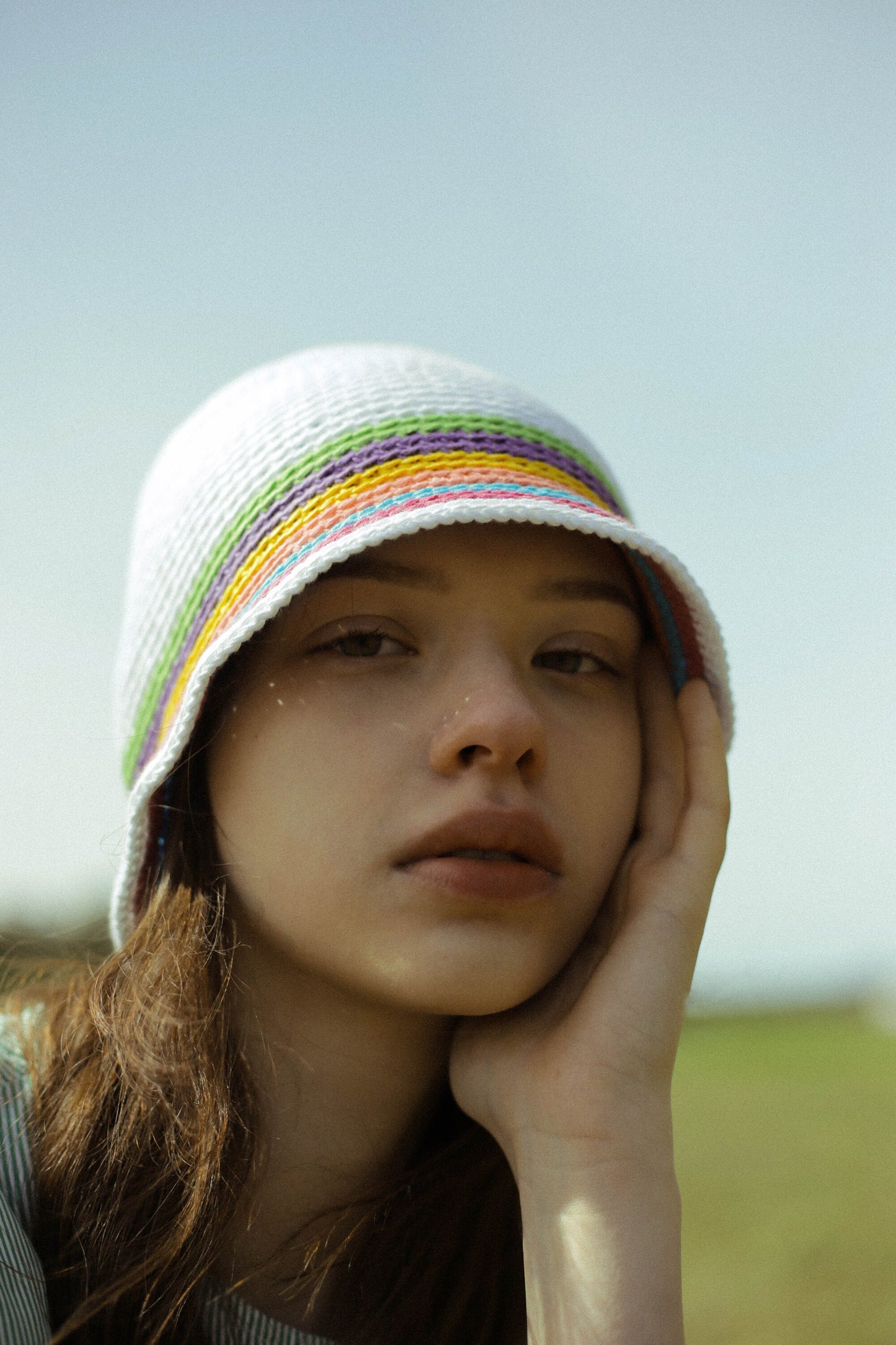 Hand-knitted crochet multi colored bucket hat