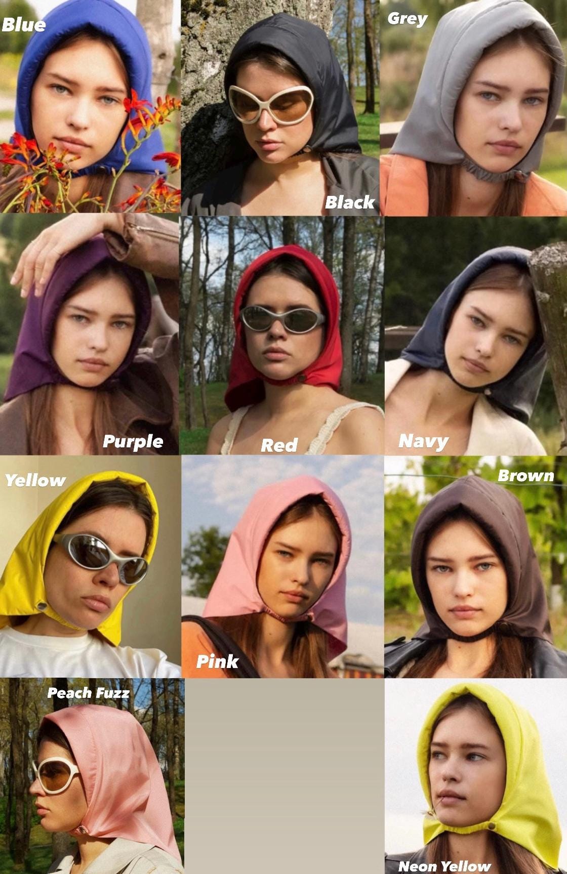 Rain Headscarf in Burgundy & Baby Blue