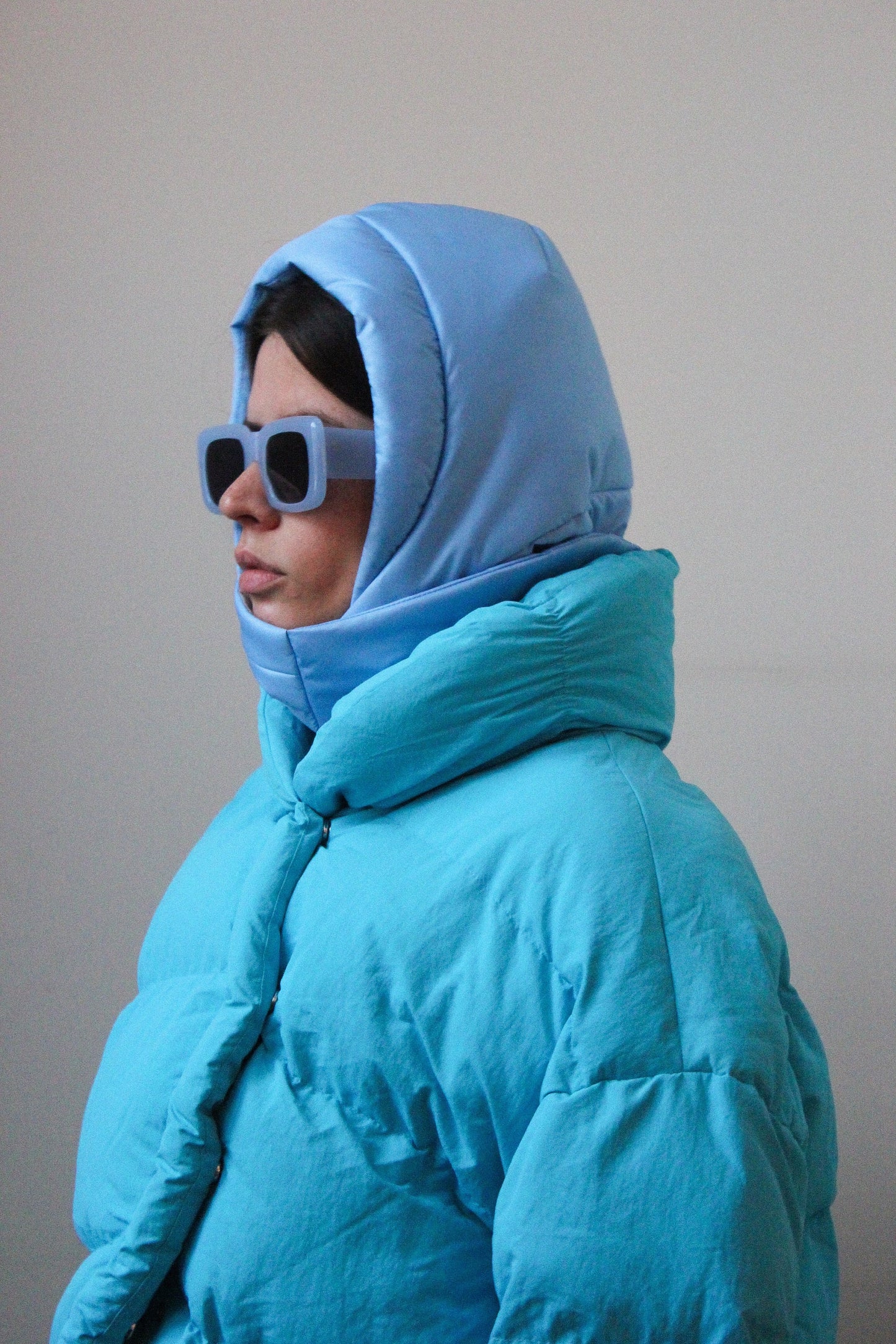 Pillow Puffer Headscarf - Balaclava in Baby Blue