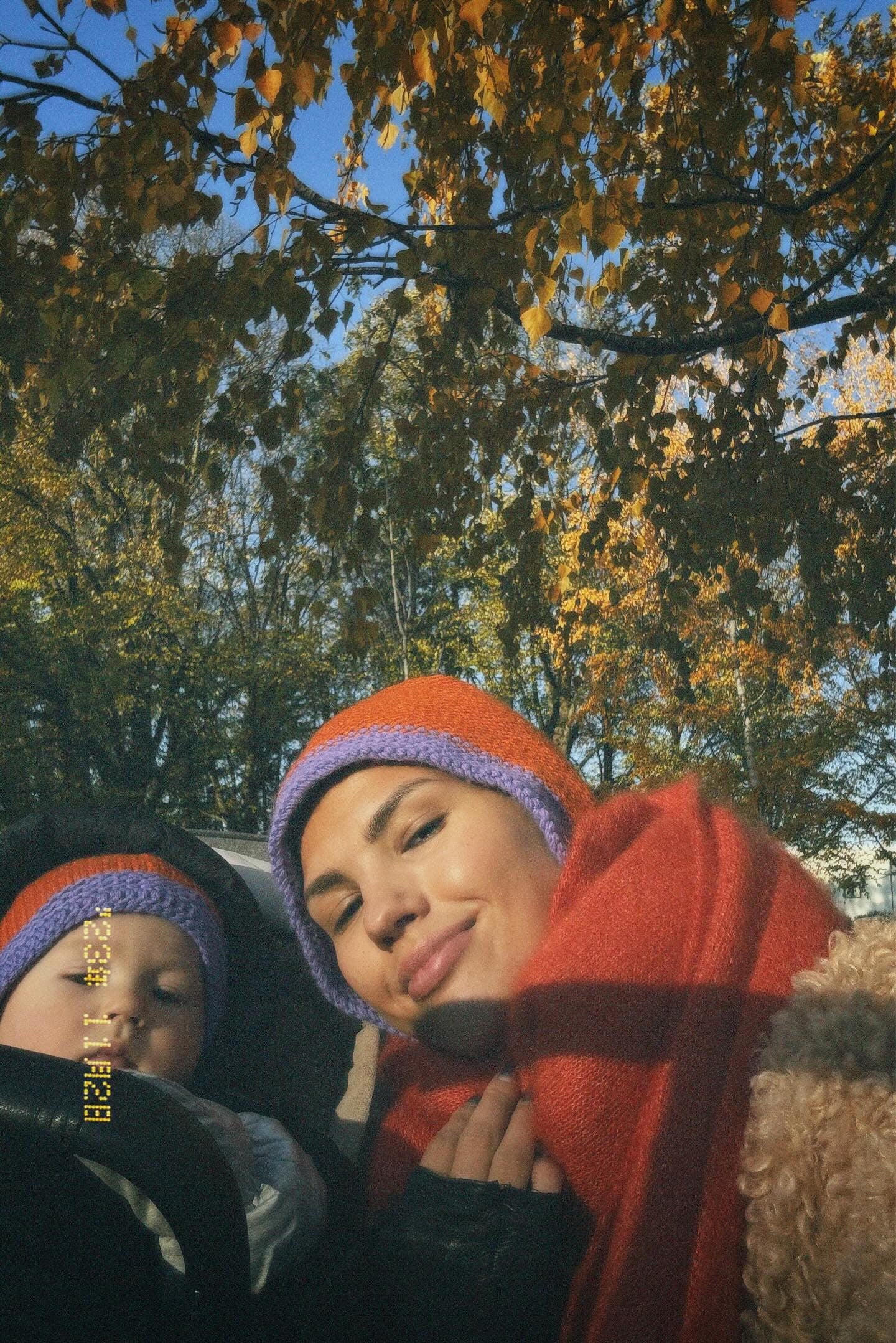 Mom + Baby Hand - Knitted Multi Chunky Bonnet Combo Matching Set