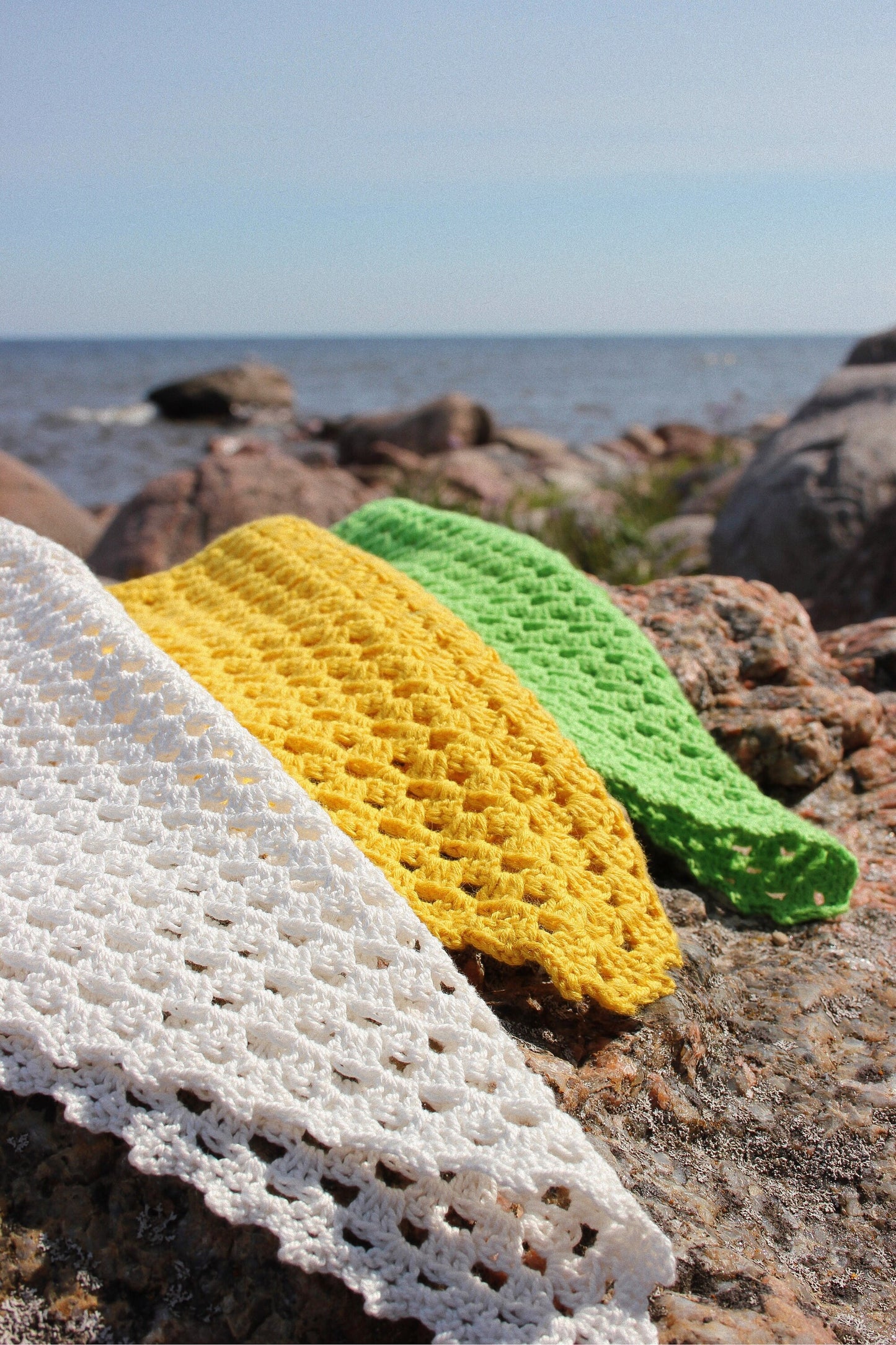 Crochet Mesh Headscarf in Light Green