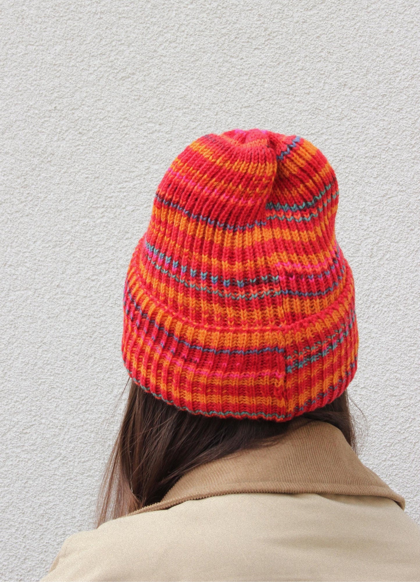 Vibrant Multi Coral beanie hat