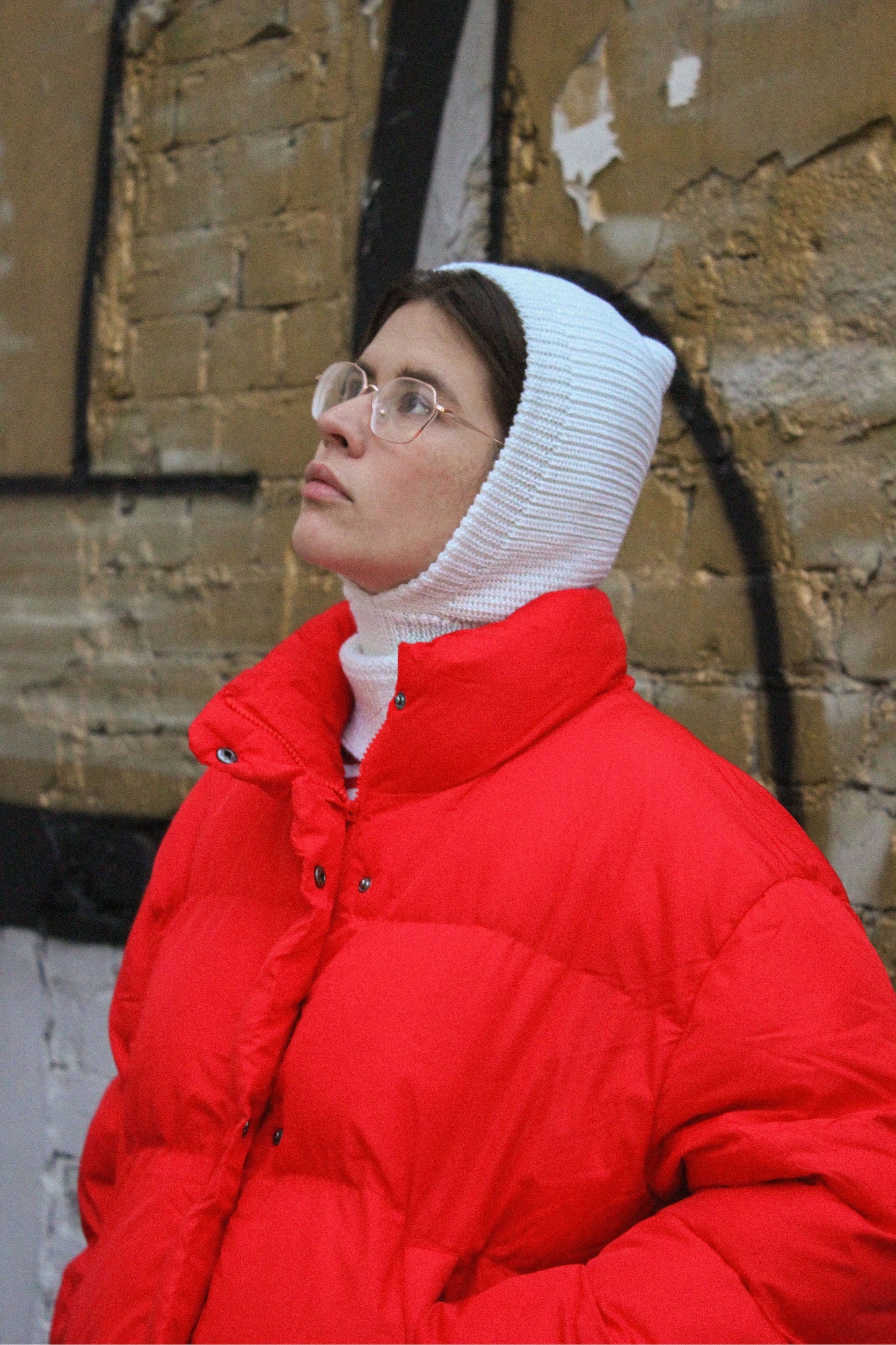 Woolen merino wool balaclava hat in white.Double layer balaclava hat with merino wool lining,knit beanie,knit balaclava,knit hat