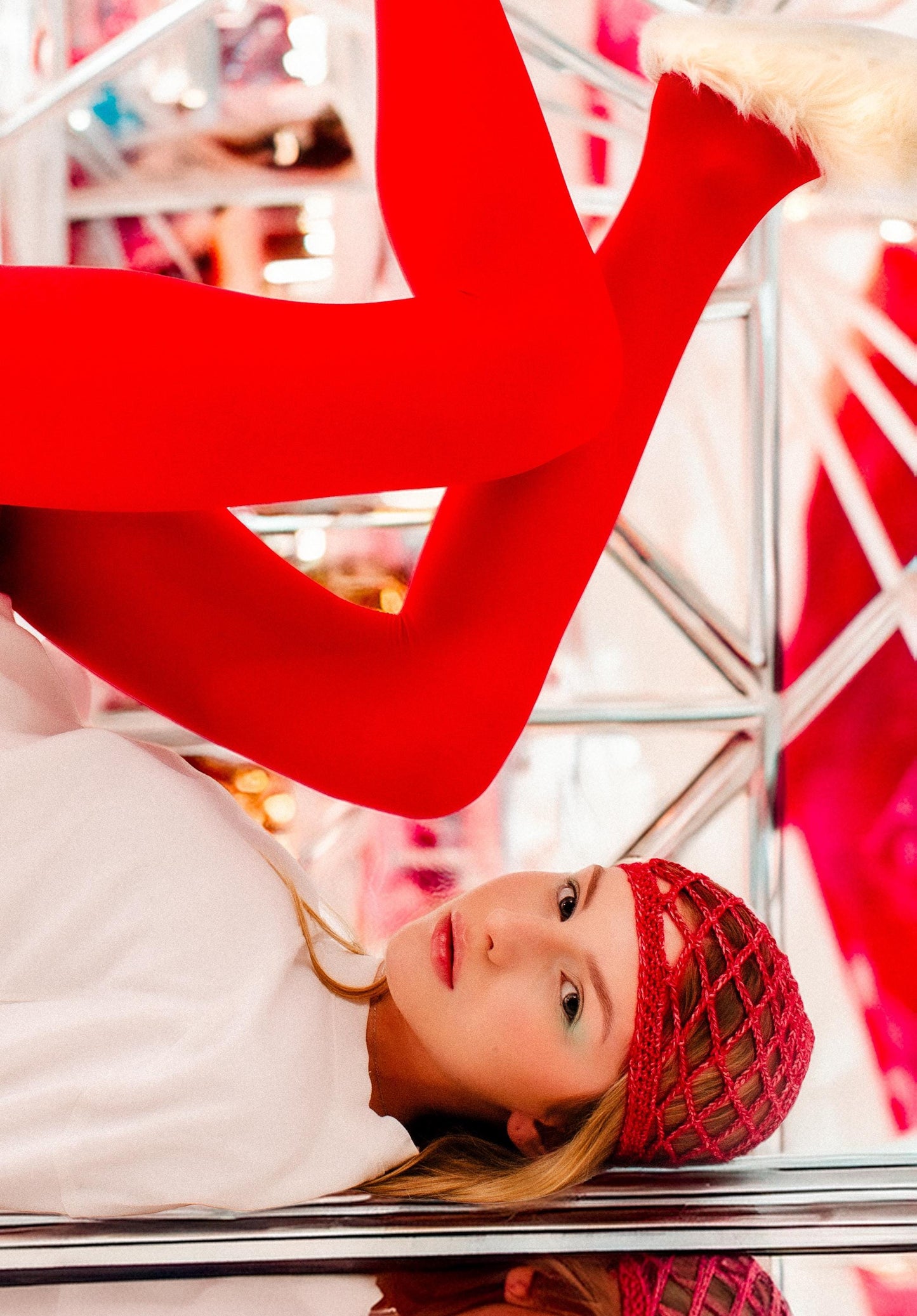 Crochet Premium Cotton Big Mesh Knitted Hat in Melange Red , skull hat,retro hat,crochet hat,summer hat,crochet beanie