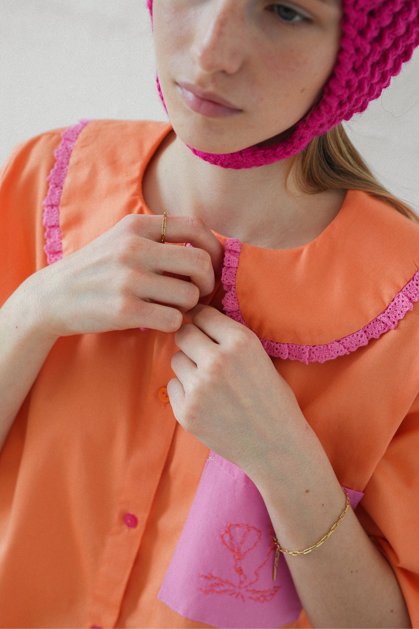 Aviator Bonnet Demi - season Hat in Hot Pink