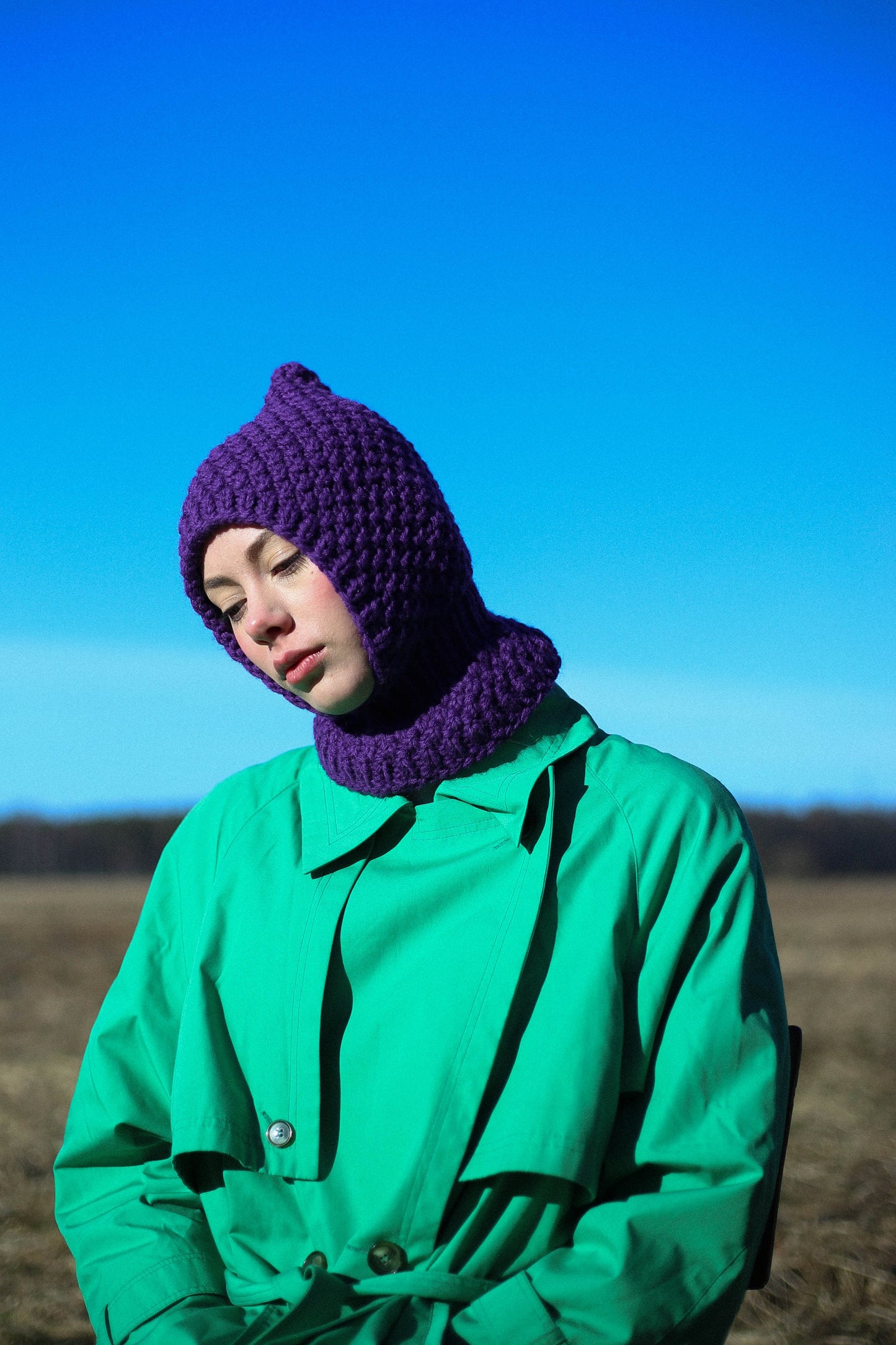 Chunky Woolen Balaclava in Purple