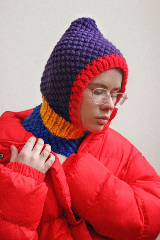 Multicolored Balaclava Woolen Chunky hat ,mango socky balaclava knit beanie,knit helmet,knit hat,crochet balaclava, knitted hood