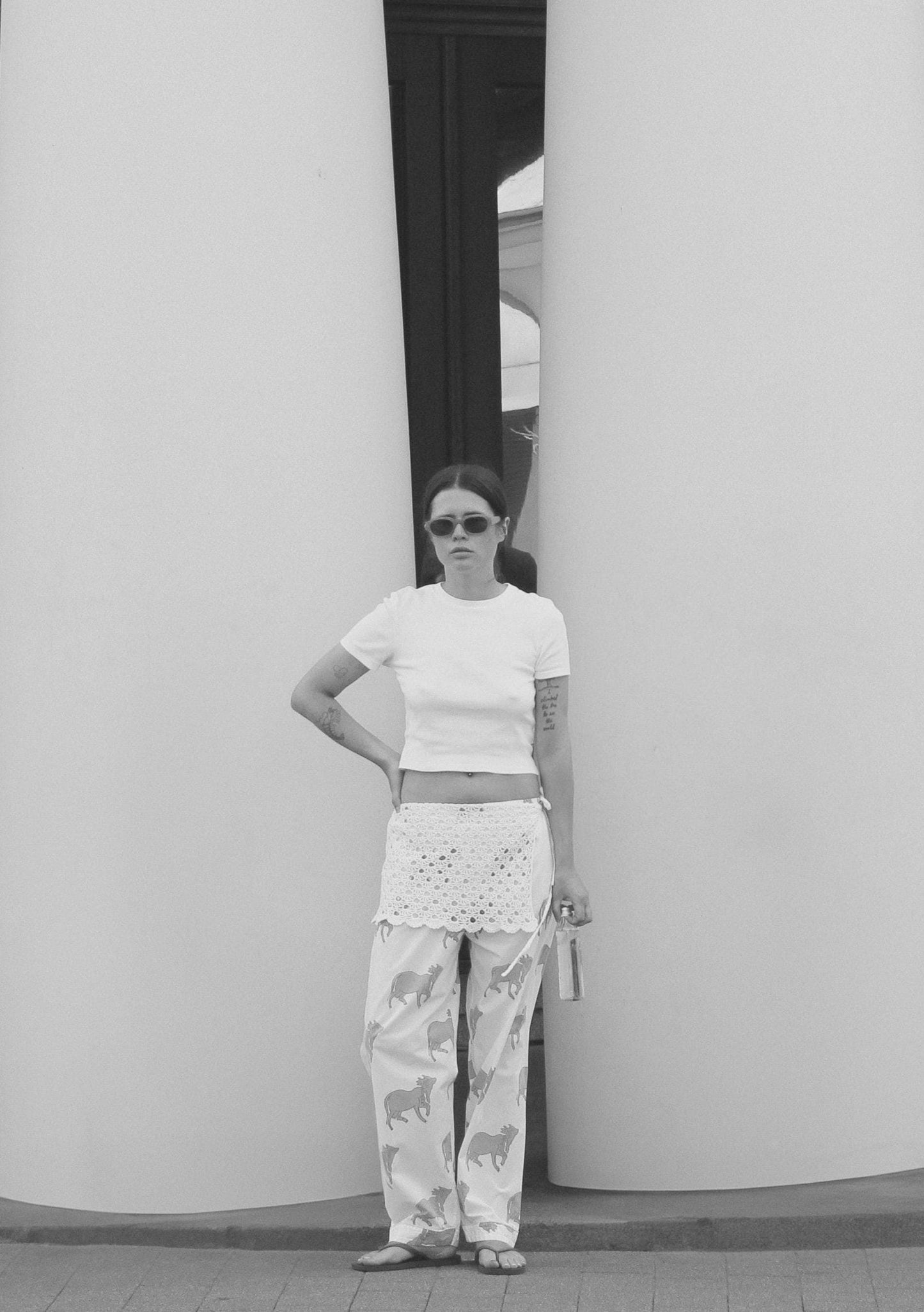 Hand - Knitted Crochet Hip Scarf in White, the knit hip wrap,knitted apron