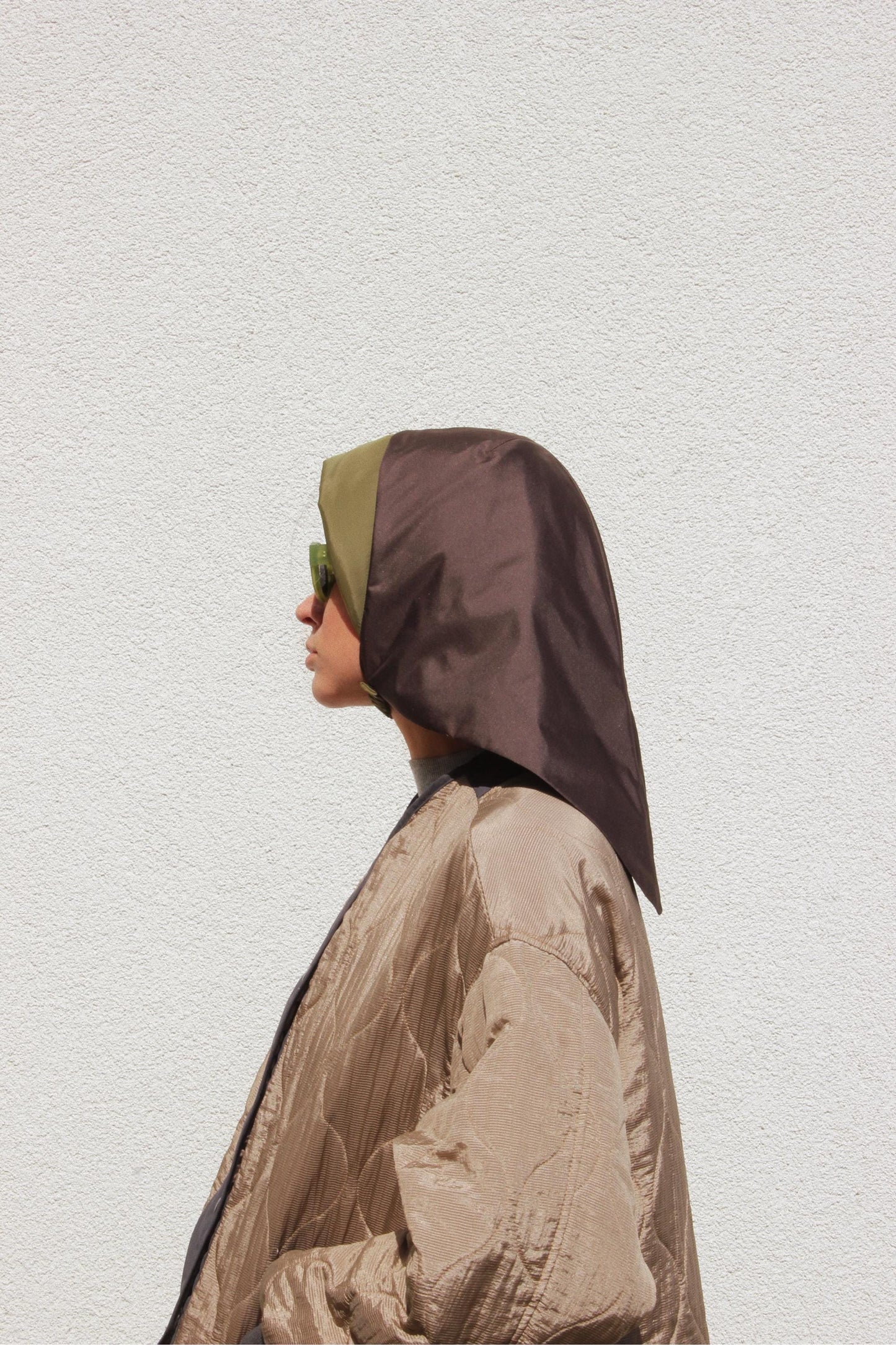 Rain Headscarf in Khaki & Brown