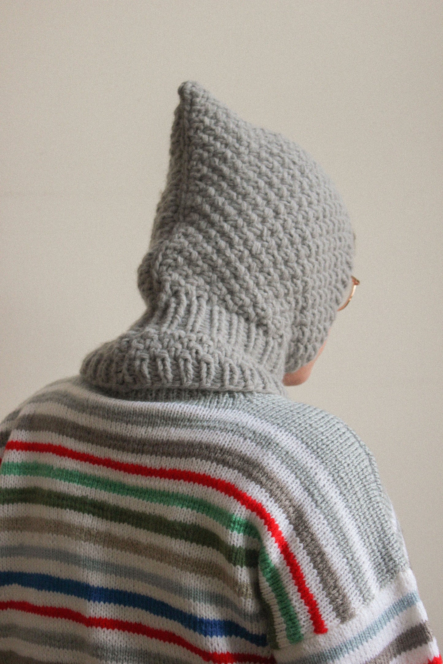 Balaclava Woolen Chunky hat in gray ,mango socky balaclava knit beanie,knit helmet,knit hat,crochet balaclava, knitted hood