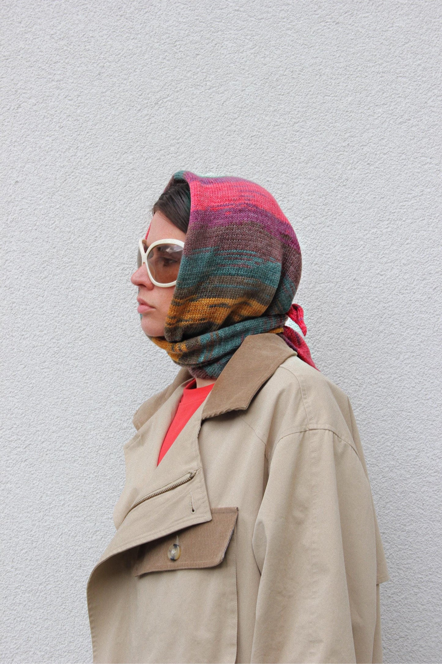 Hand - knitted Random Sunset Woolen Headscarf