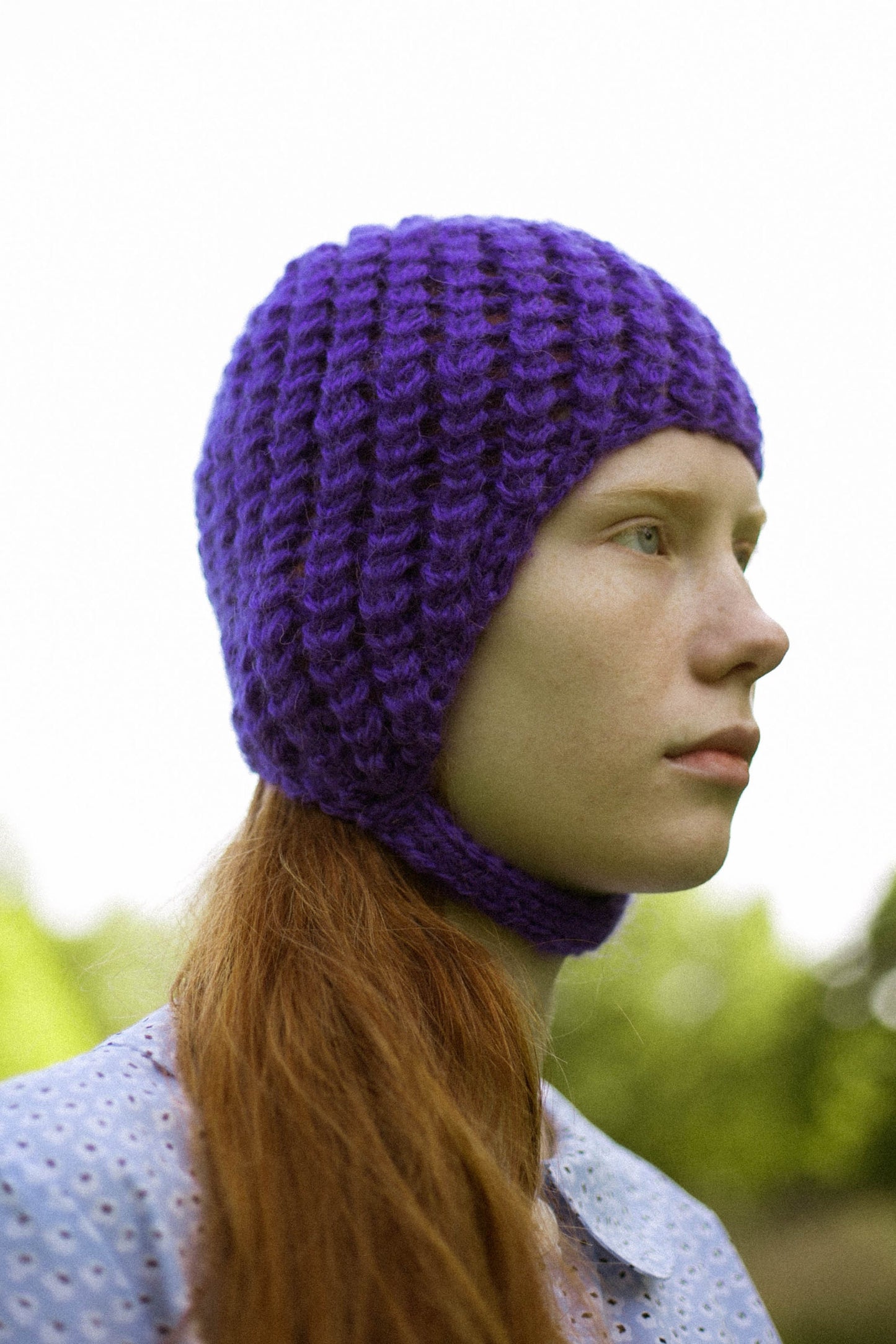 Aviator Bonnet Hat in Rich Purple