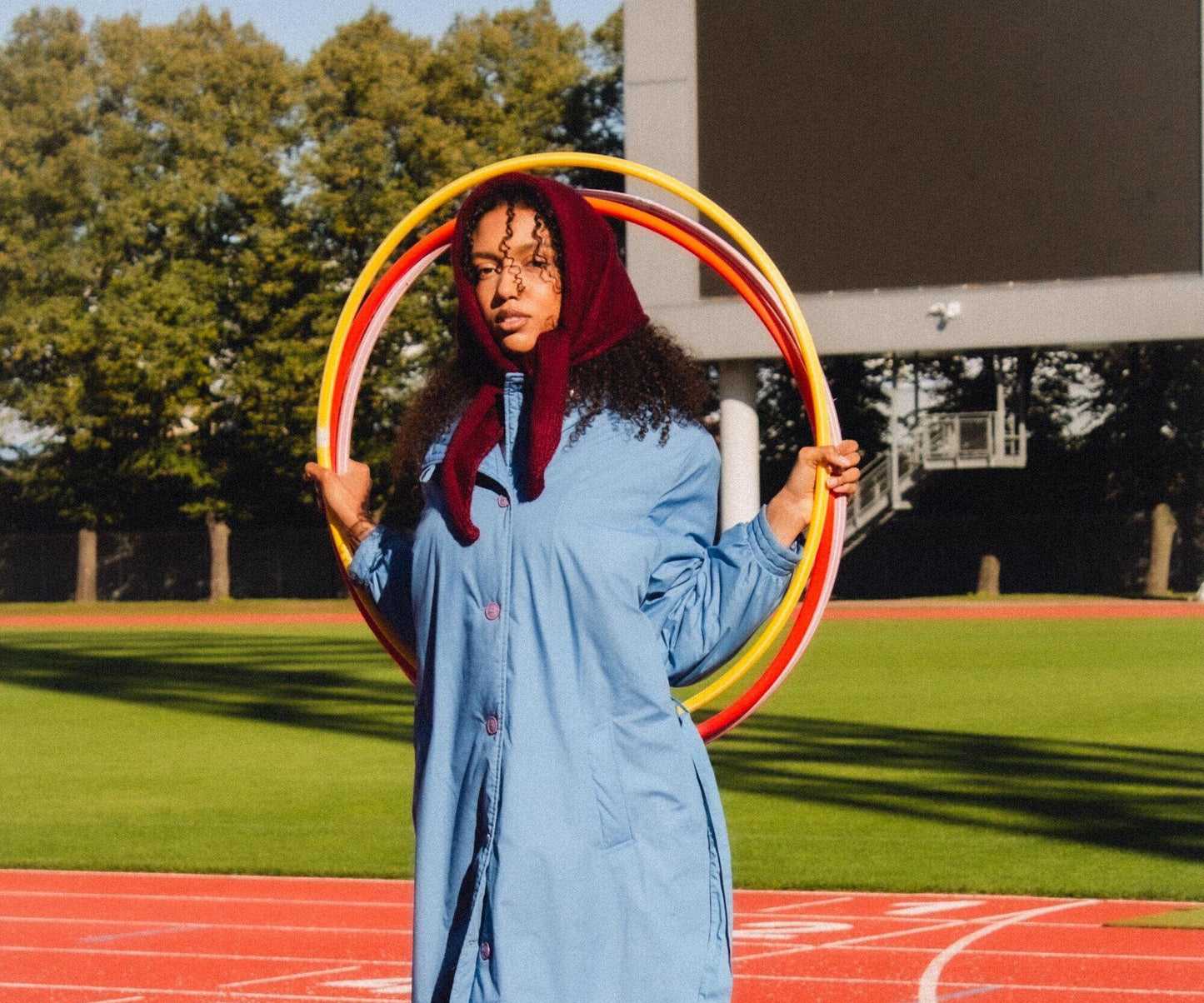 Hand - knitted Mohair Headscarf in Burgundy