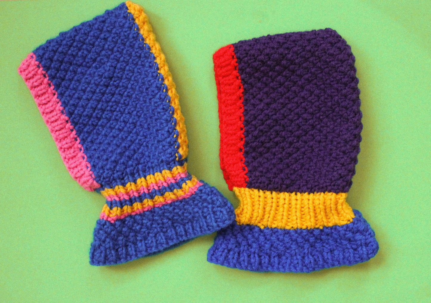 Multicolored Balaclava Woolen Chunky hat ,mango socky balaclava knit beanie,knit helmet,knit hat,crochet balaclava, knitted hood