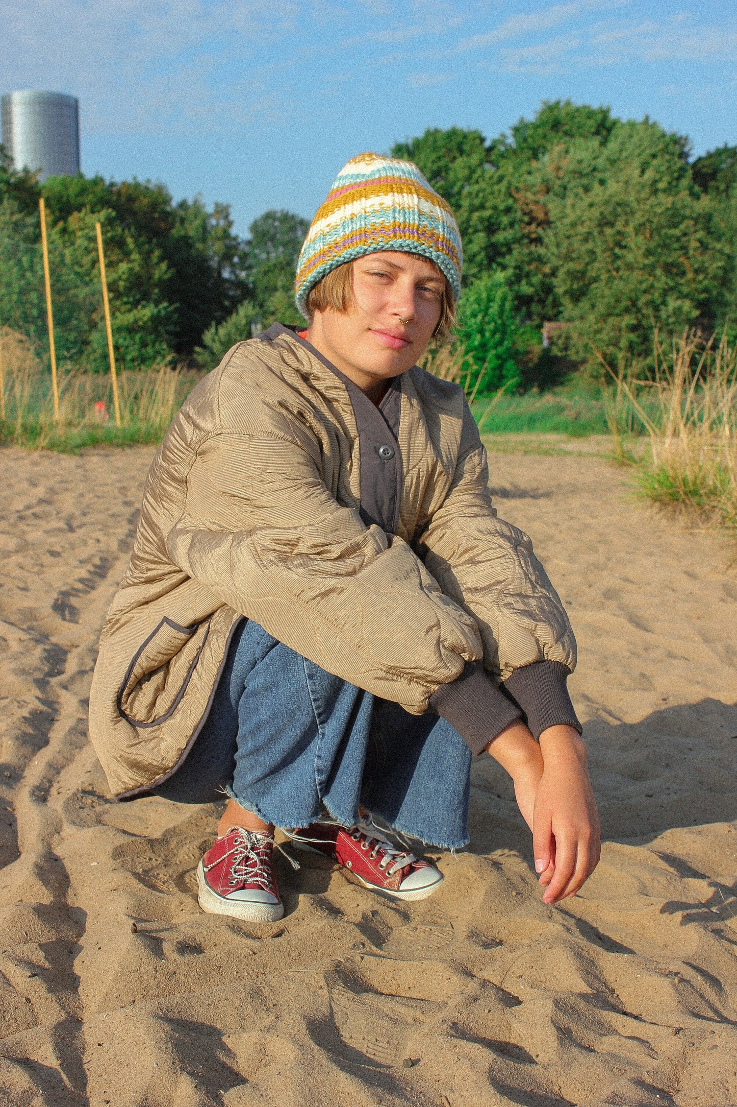 Woolen Multi Striped Beanie