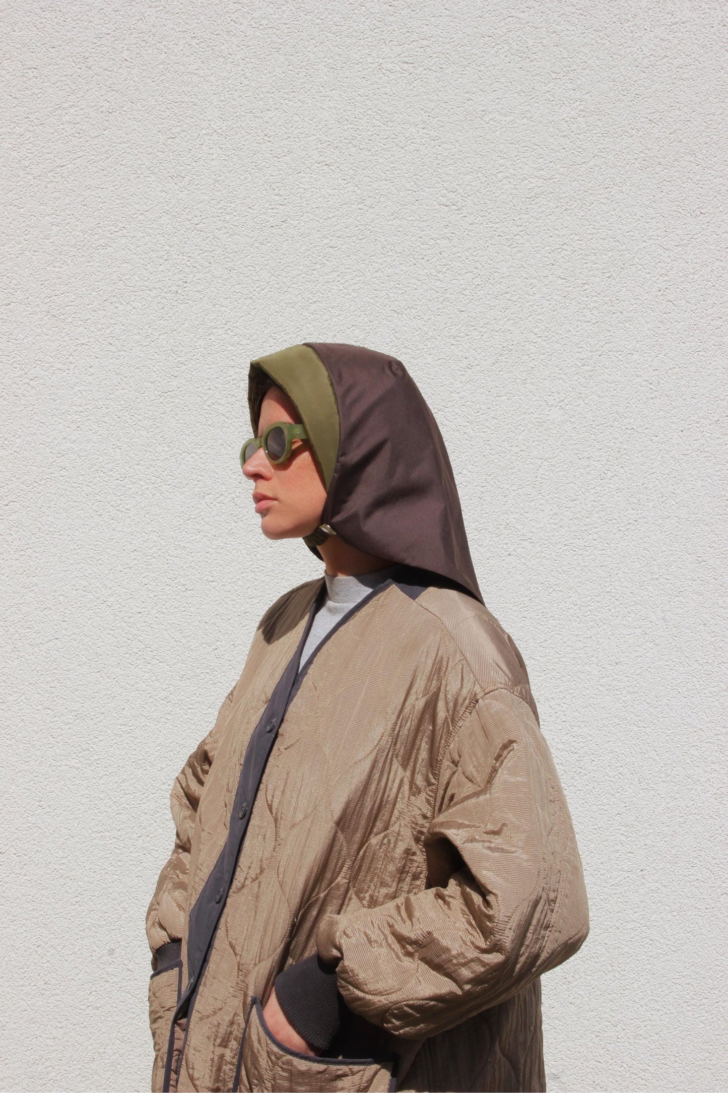Rain Headscarf in Khaki & Brown