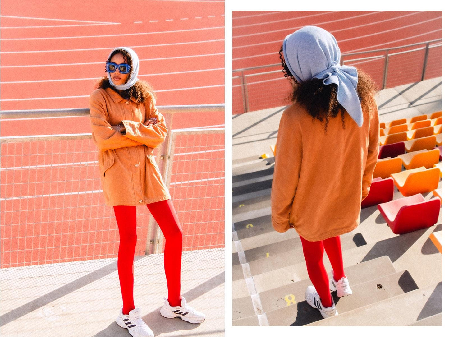 Hand - knitted Headscarf in Baby blue