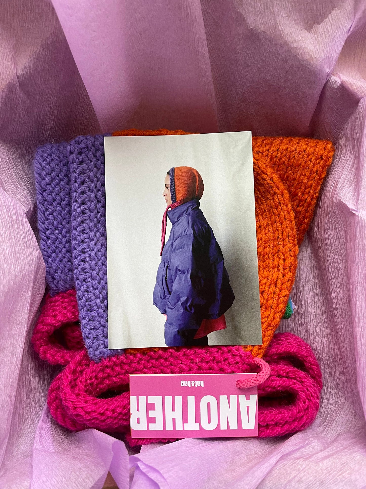 Mom + Baby Hand - Knitted Multi Chunky Bonnet Combo Matching Set