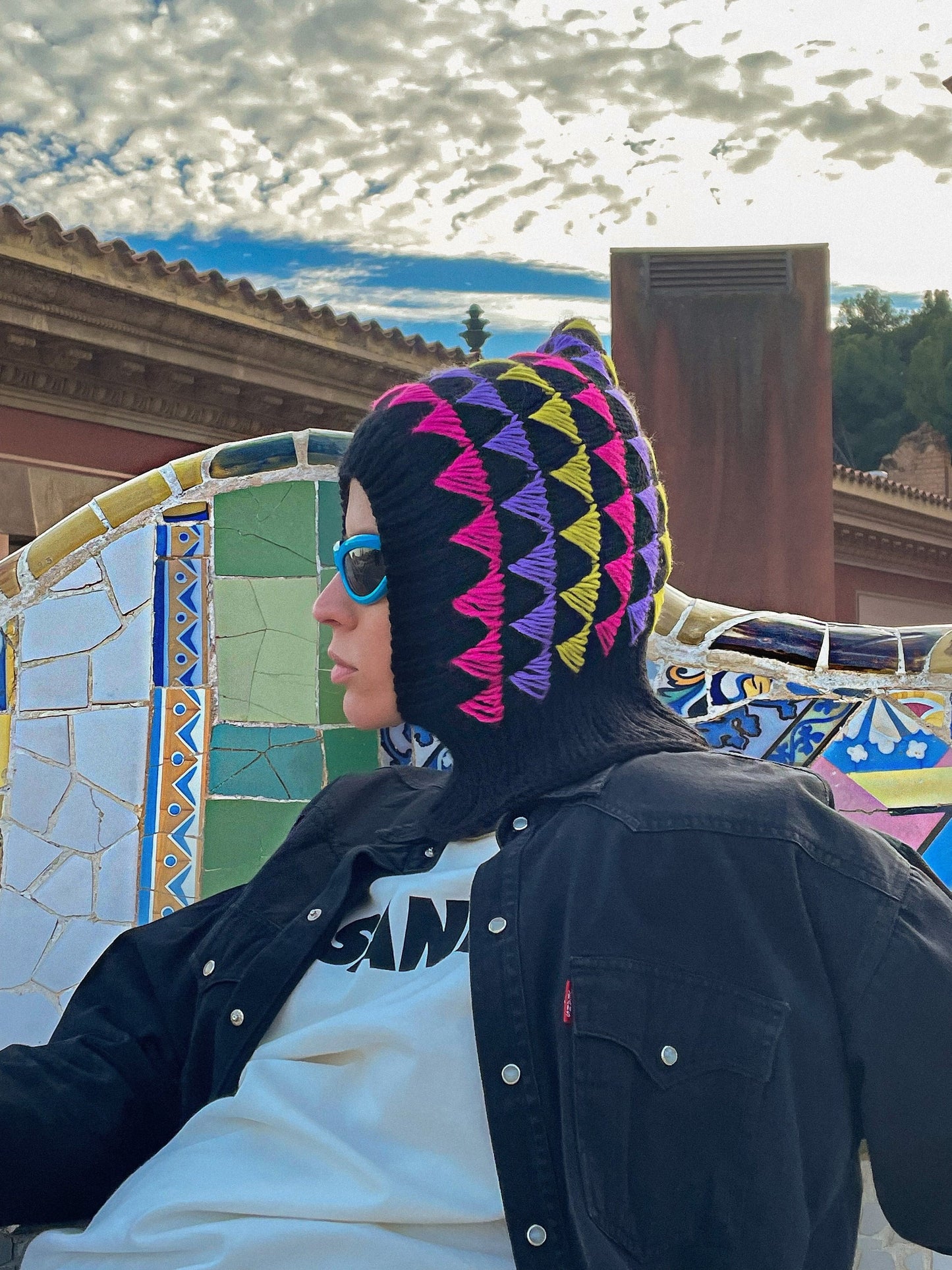 Multi Triangles Merino Wool Balaclava