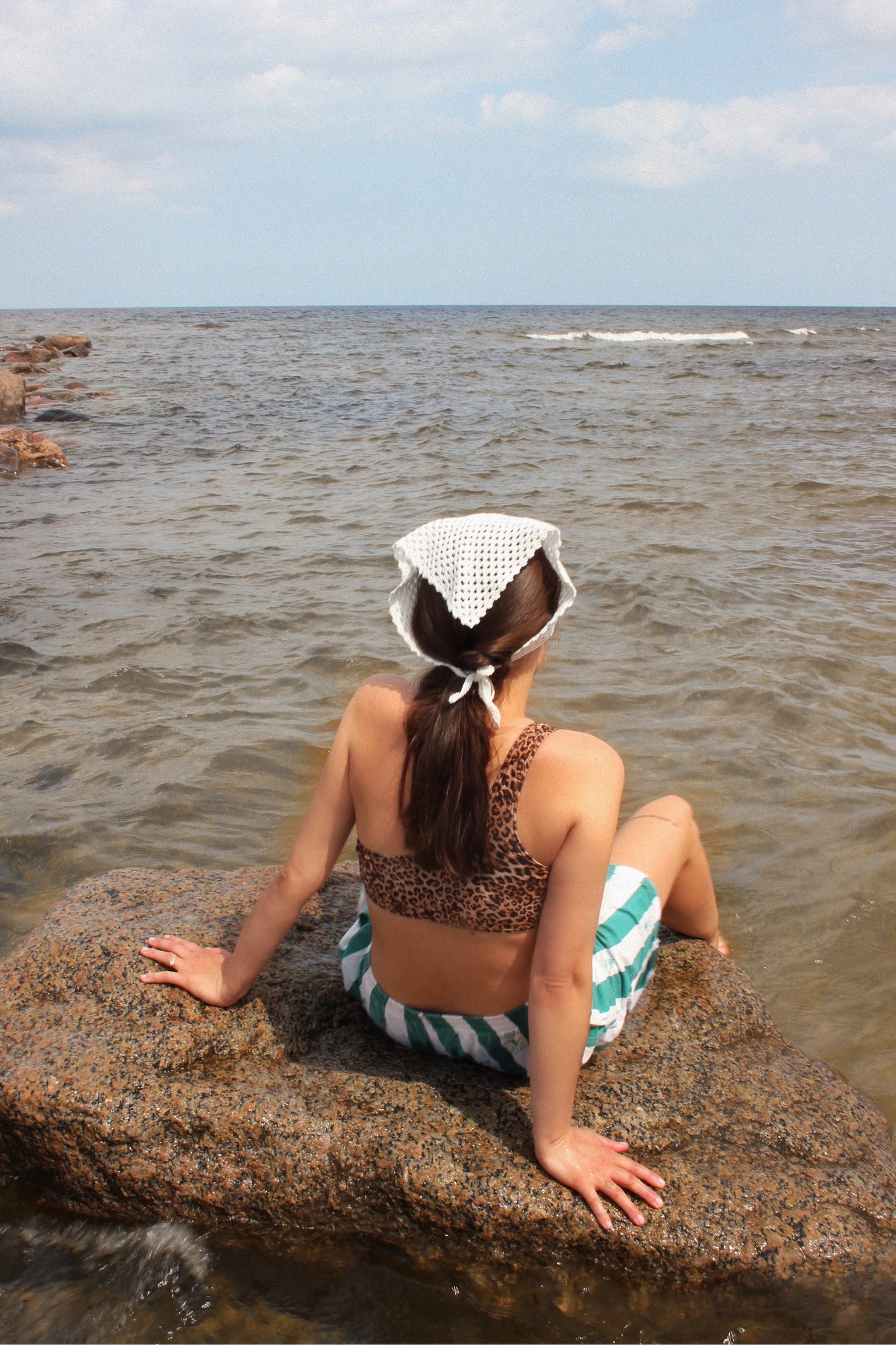 Crochet Mesh Headscarf in White