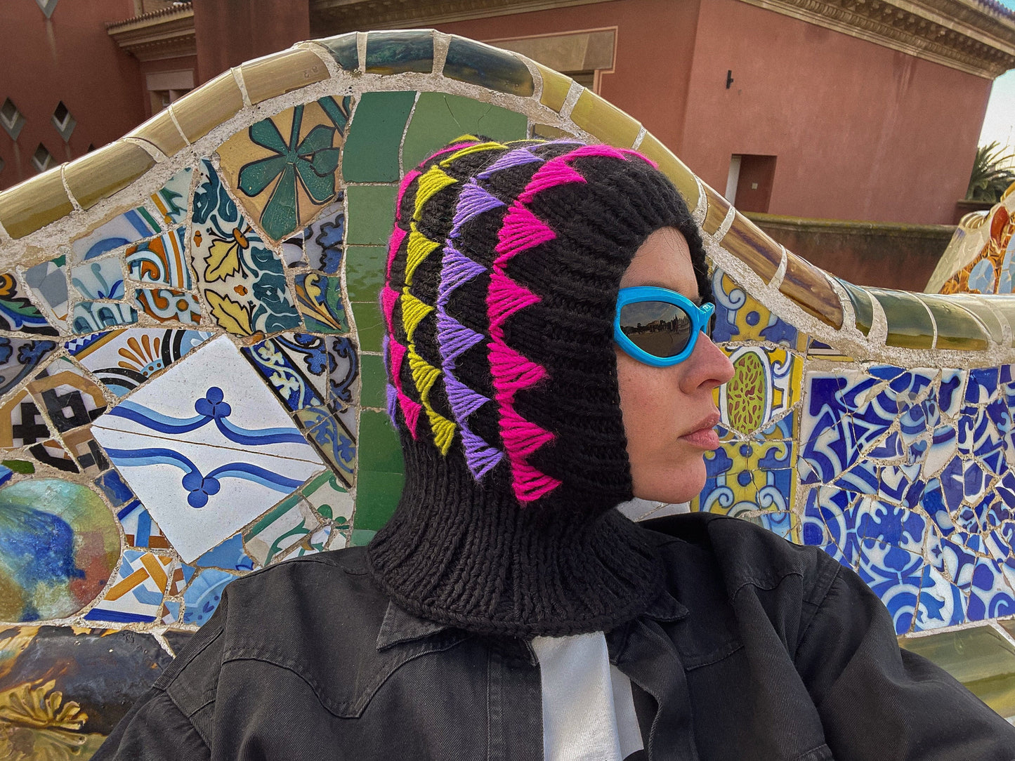 Multi Triangles Merino Wool Balaclava