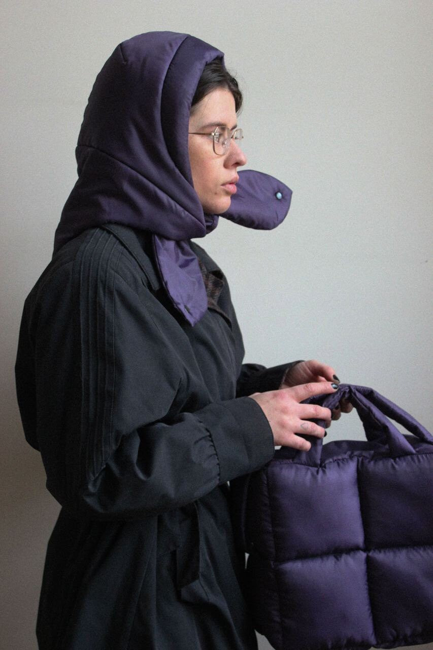 Pillow Puffer Headscarf - Balaclava in Purple