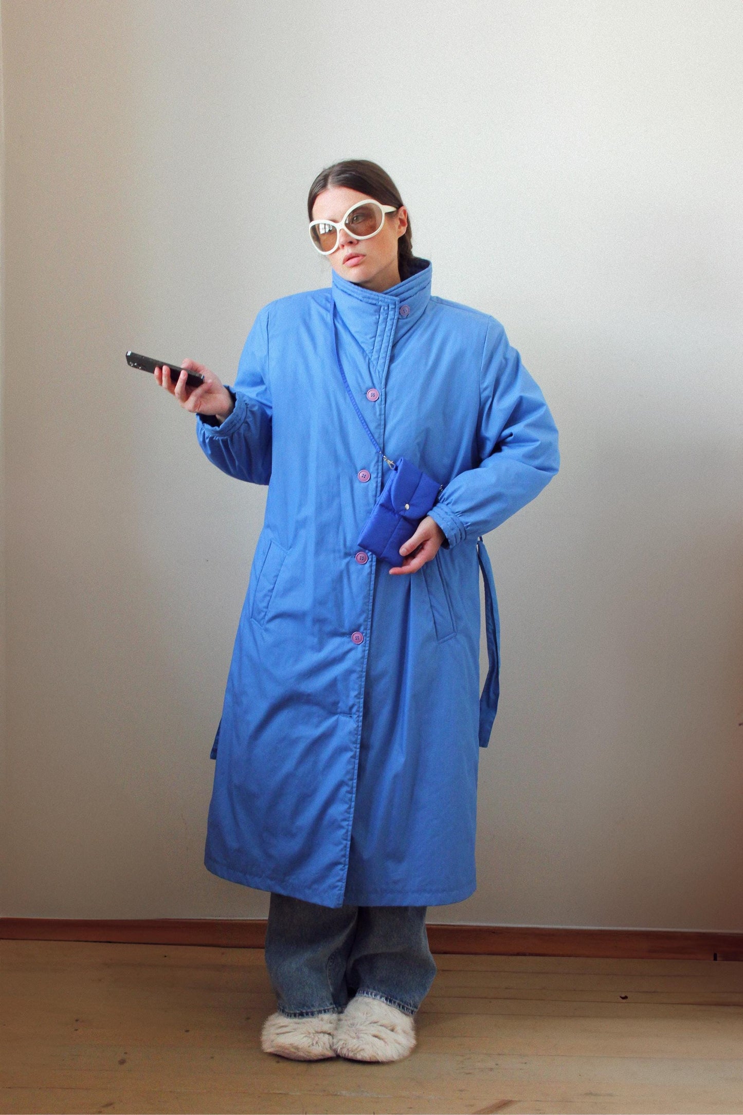 Pillow Puffer Phone pouch in Blue, Puffy Crossbody Phone Bag,Waterproof Padded Case with Strap,Hands-Free Pouch,Travel Gift for Her