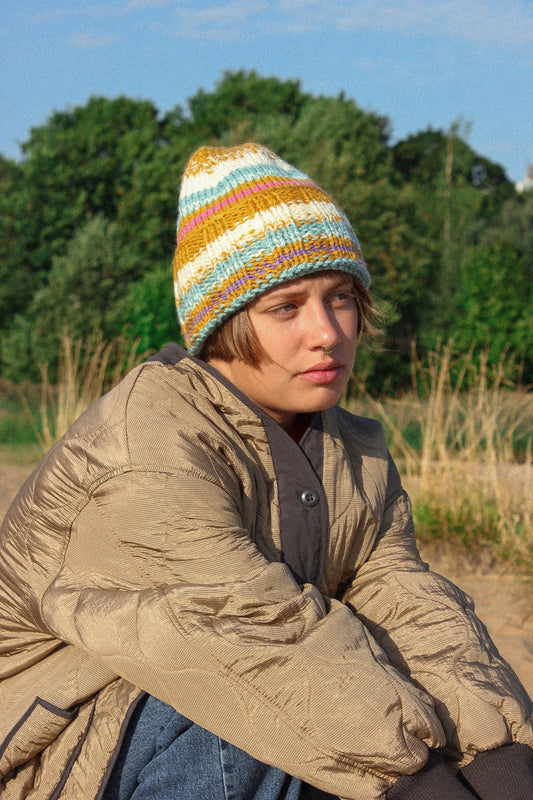 Woolen Multi Striped Beanie