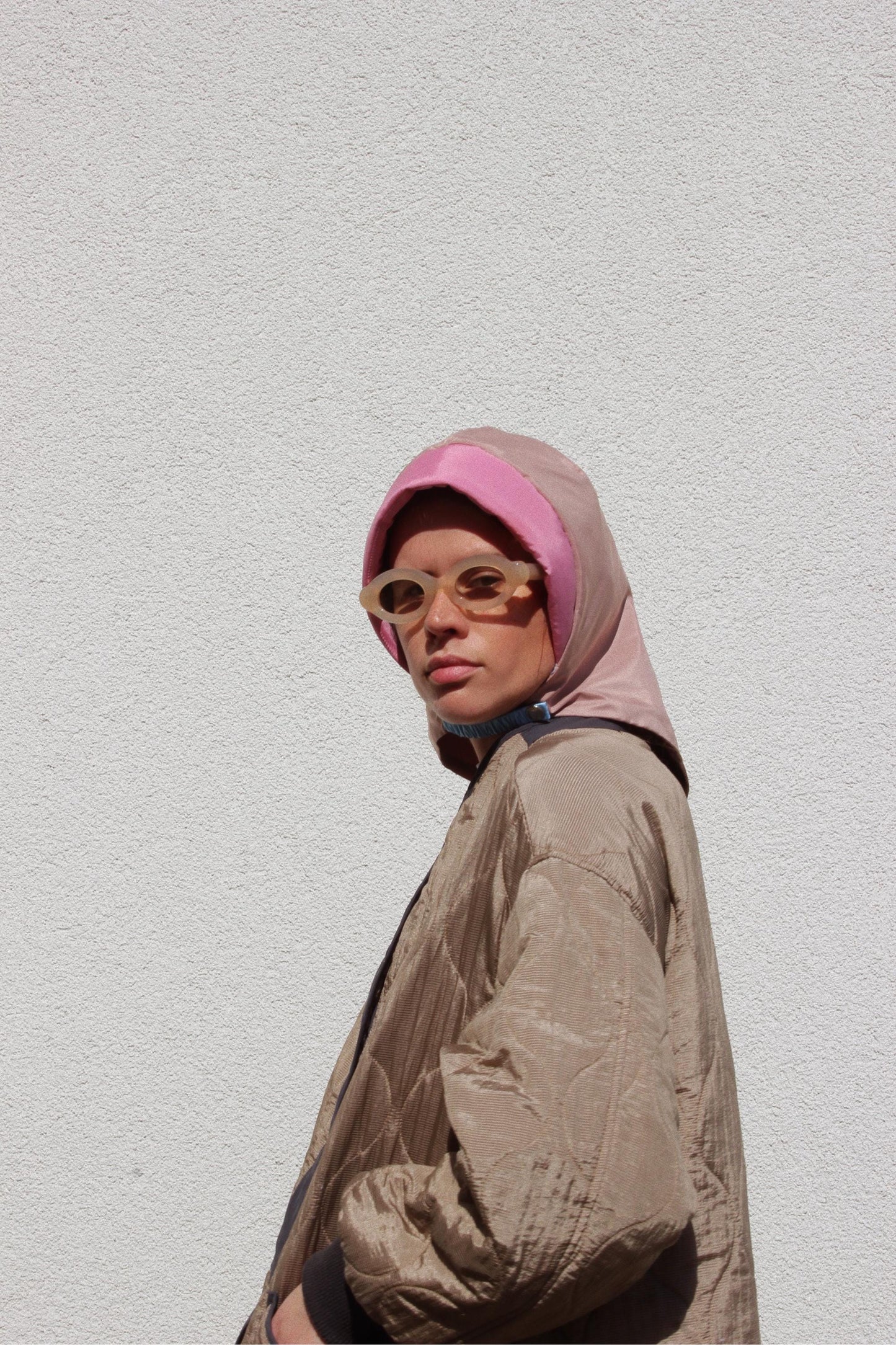 Rain Headscarf in Pink & Beige