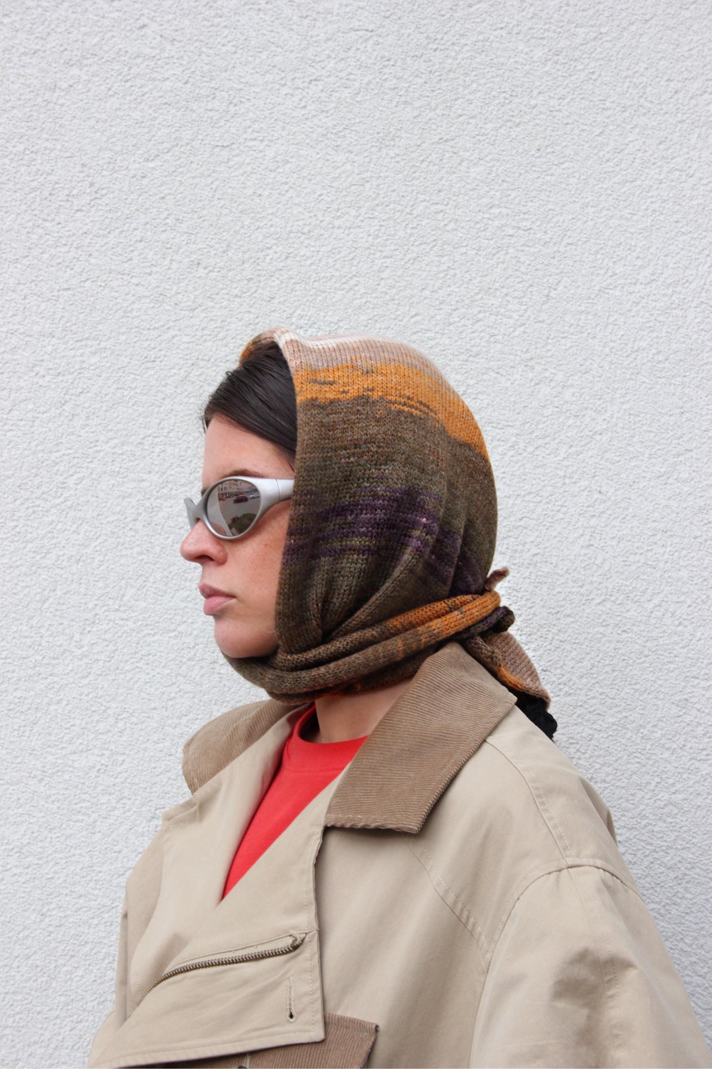 Hand - knitted Random Mustard Headscarf